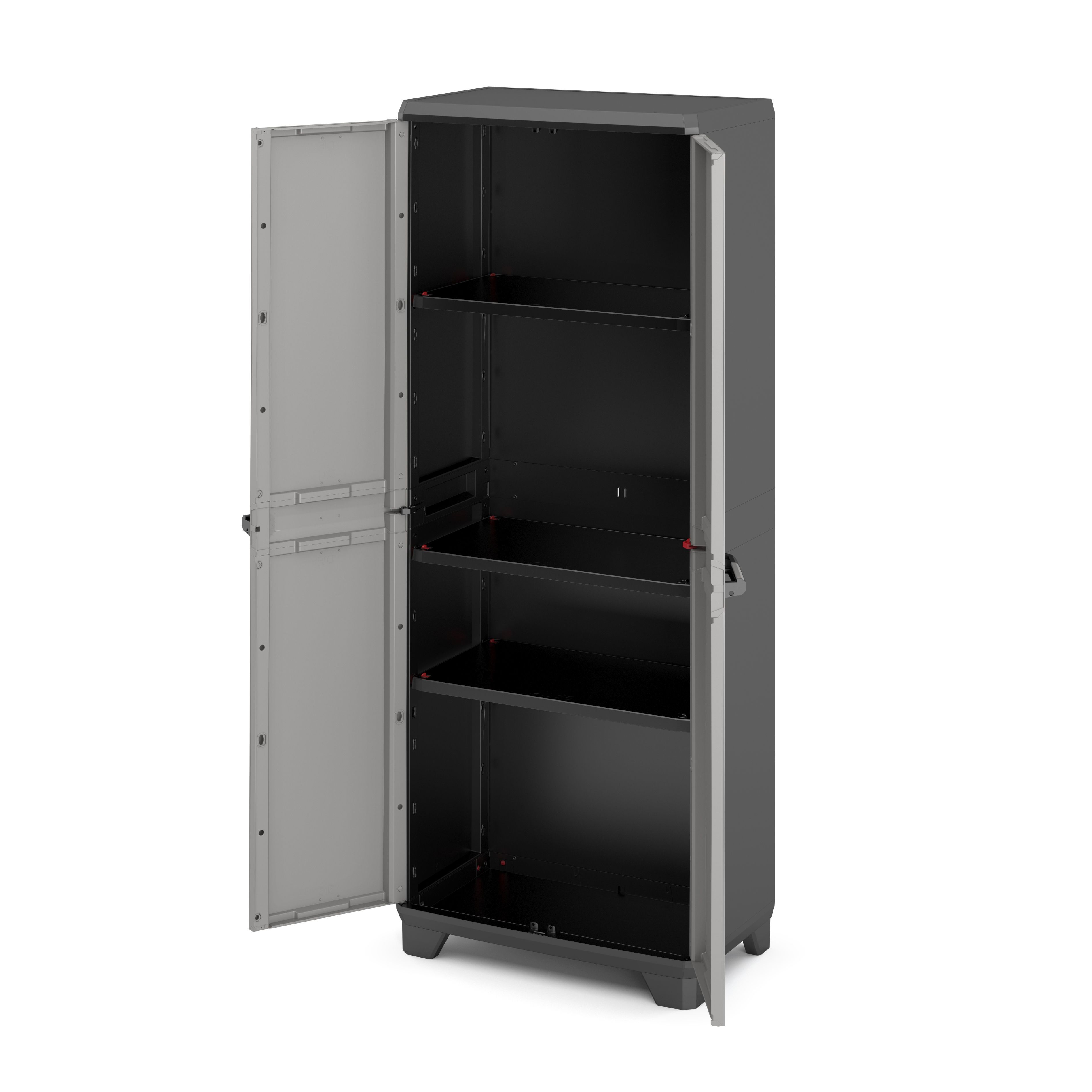 3 shelf Black & grey Tall Utility Storage cabinet