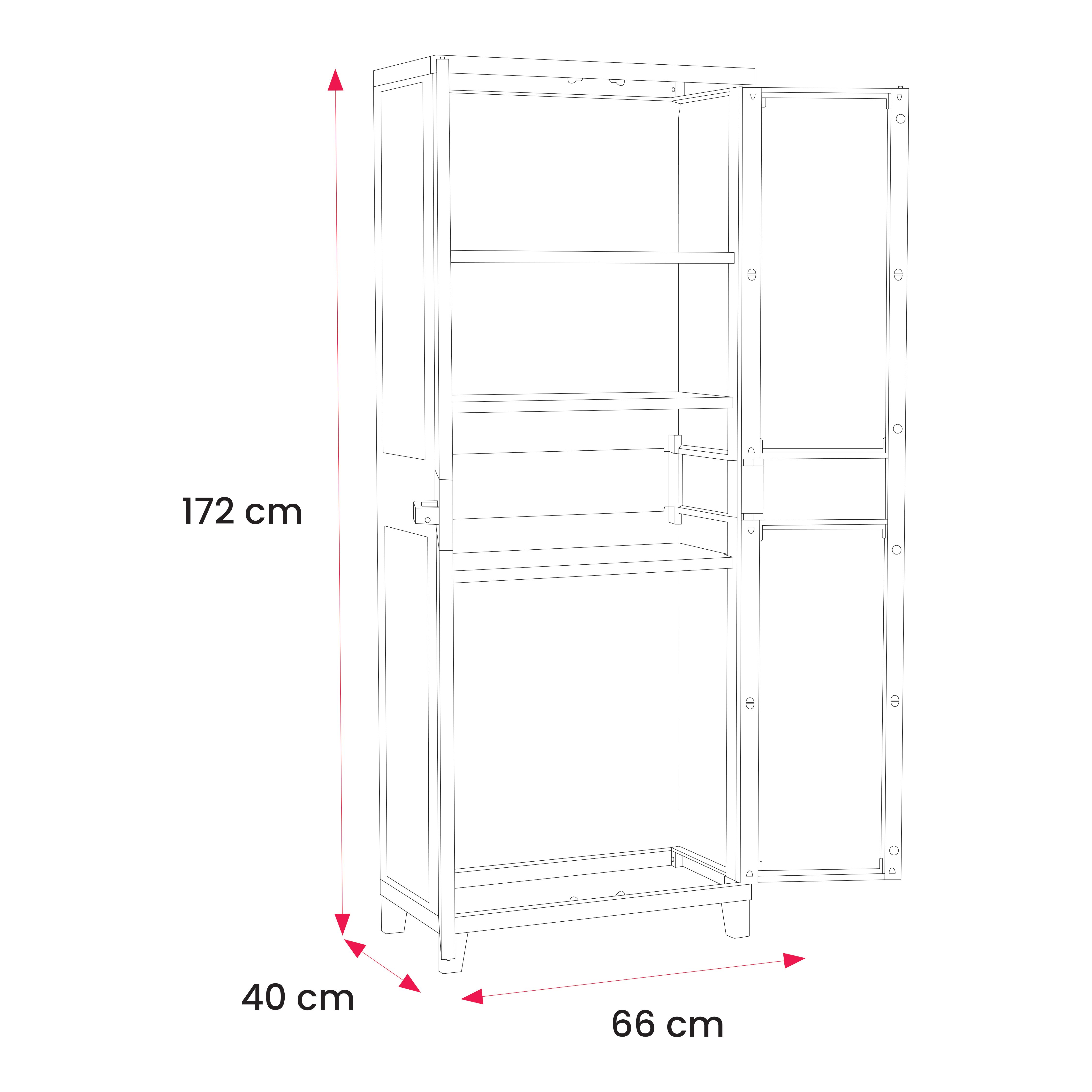 3 shelf Black Plastic Utility Tall storage cabinet (H)172cm x (W)66cm x (D)40cm