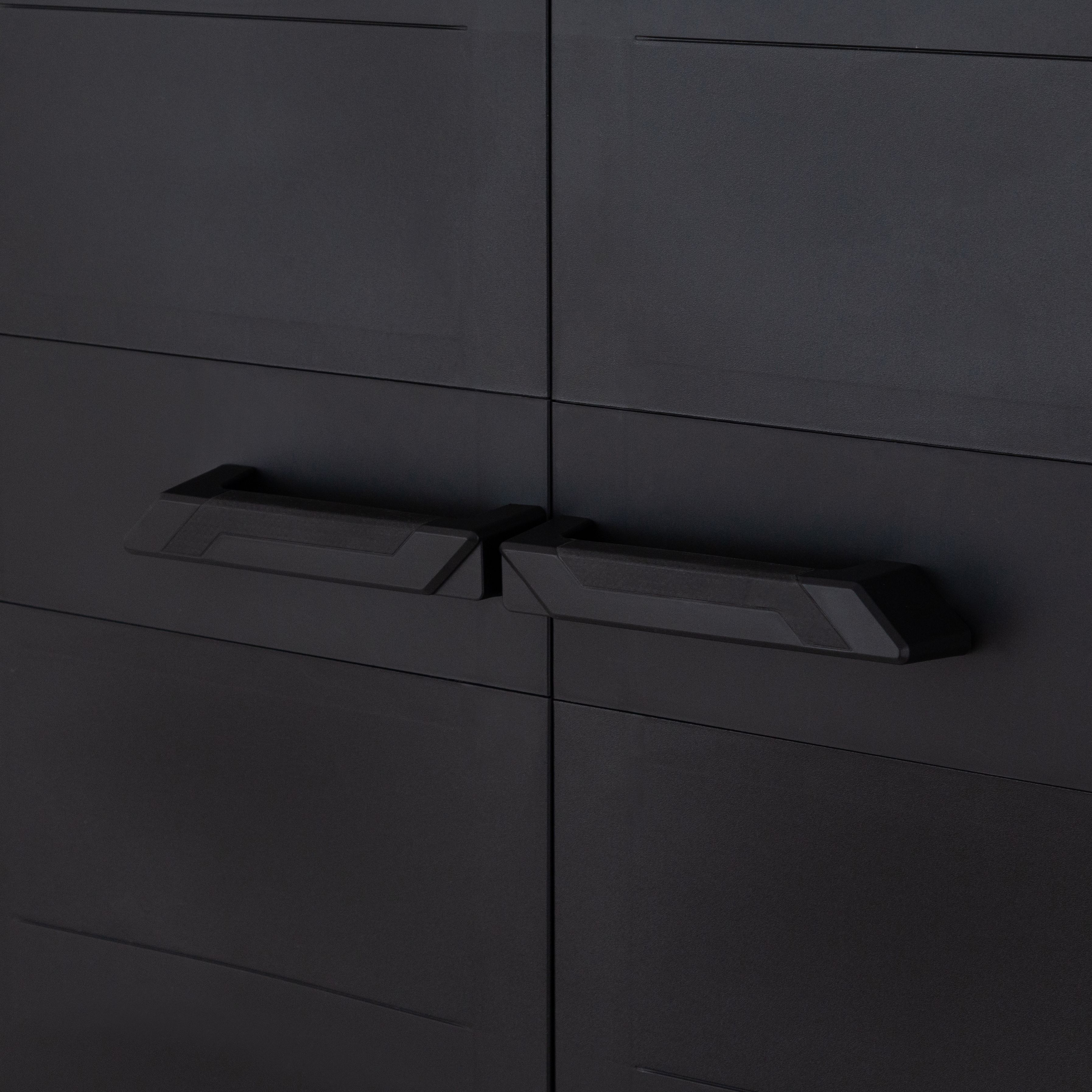 3 shelf Black Plastic Utility Tall storage cabinet (H)172cm x (W)66cm x (D)40cm