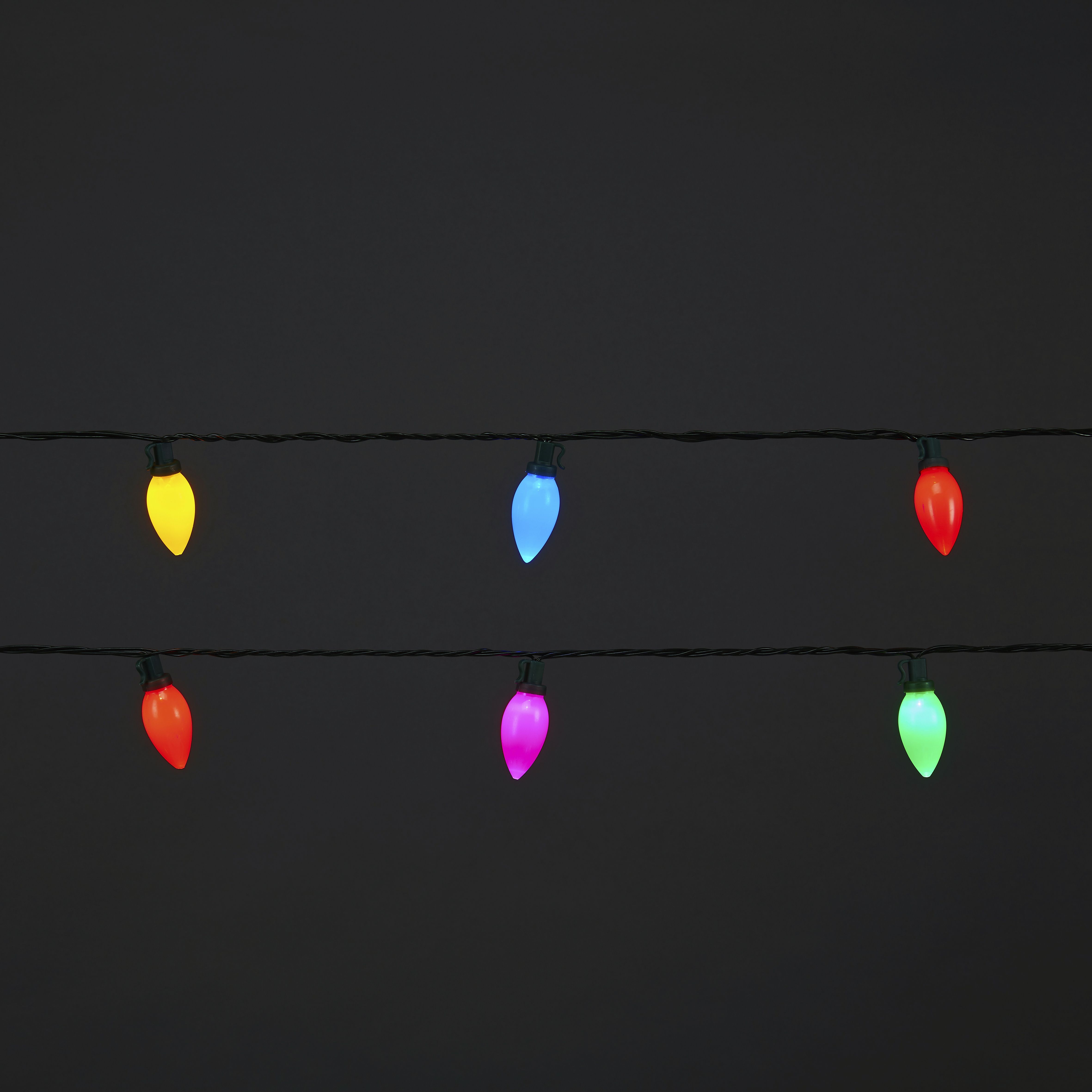 30 Multicolour LED With timer String lights Green cable