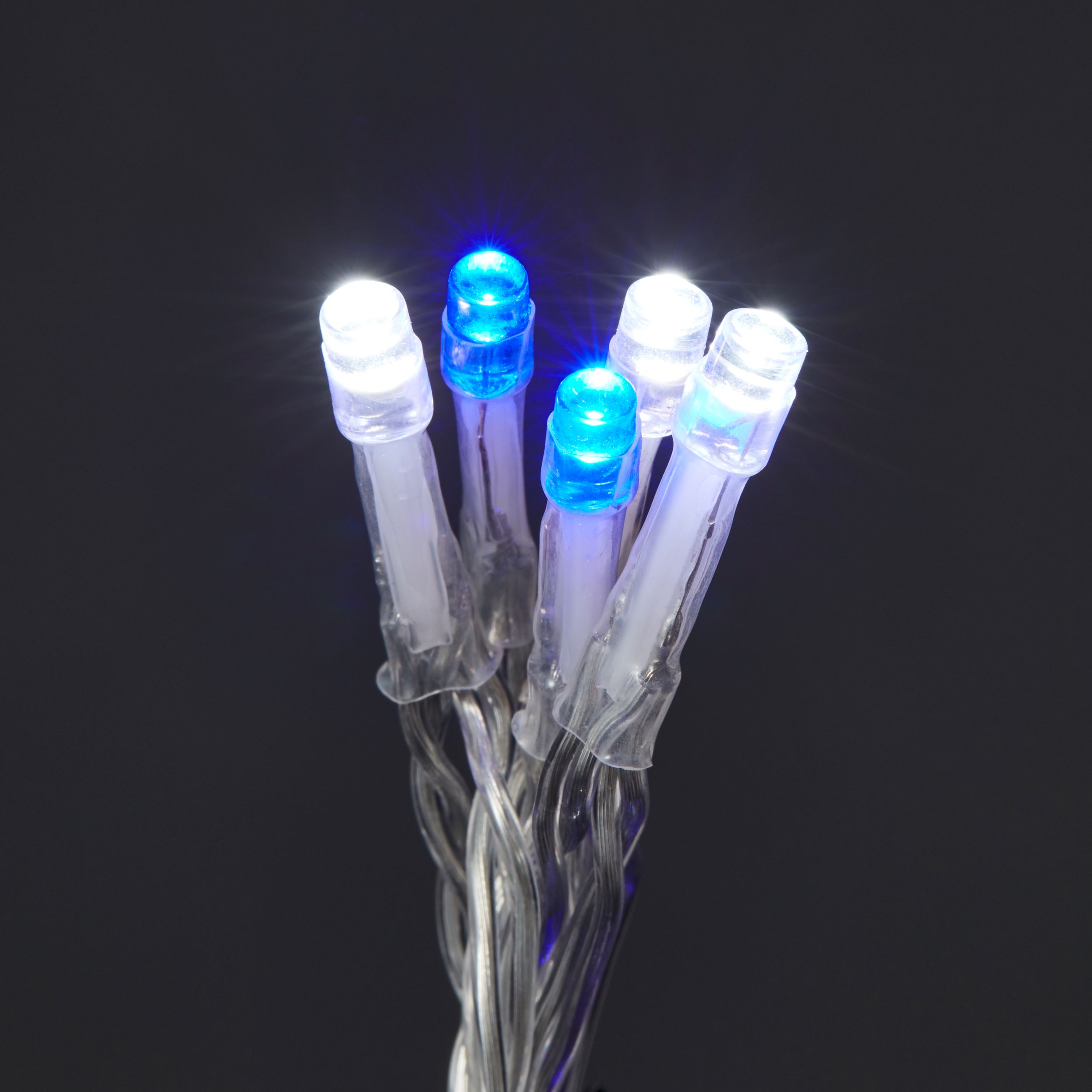 300 Cold white/blue LED Icicle lights With timer Clear cable