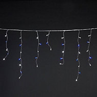 300 Cold white & blue LED Icicle String lights Clear cable