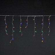 300 Multicolour LED Icicle String lights Clear cable