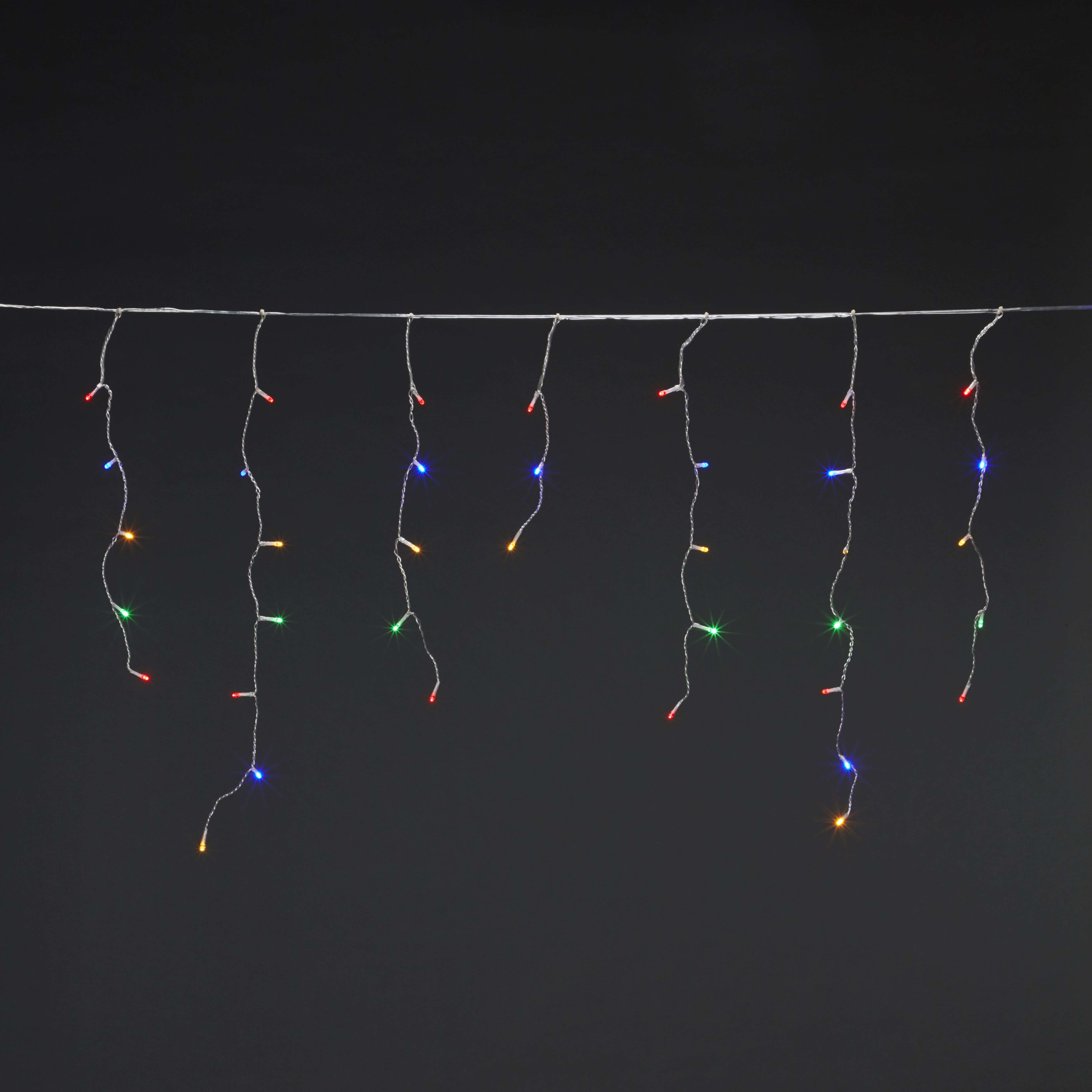 300 Multicolour LED With timer Icicle lights with 22m Clear cable - 3