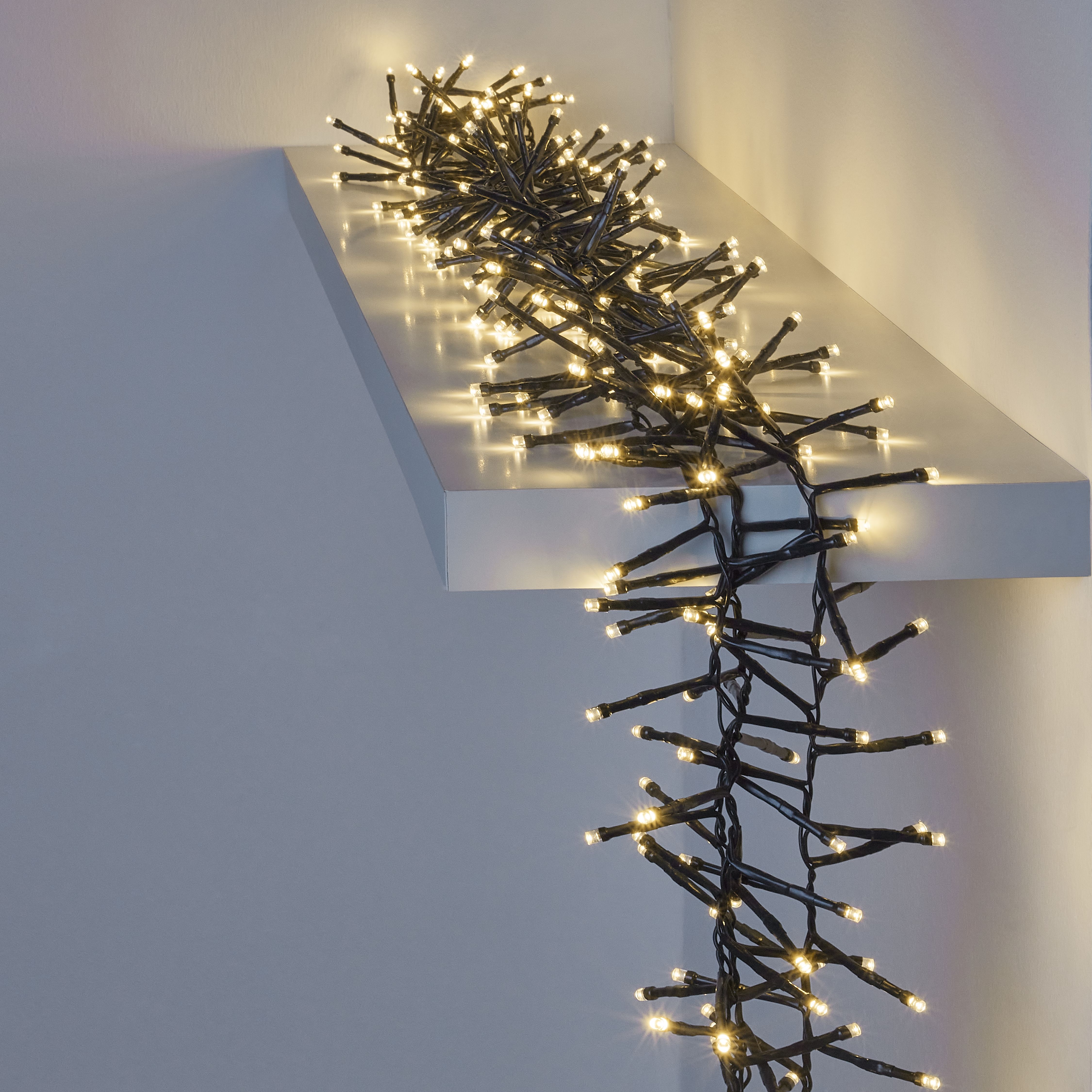 300 Warm white Cluster LED String lights With timer function Green cable