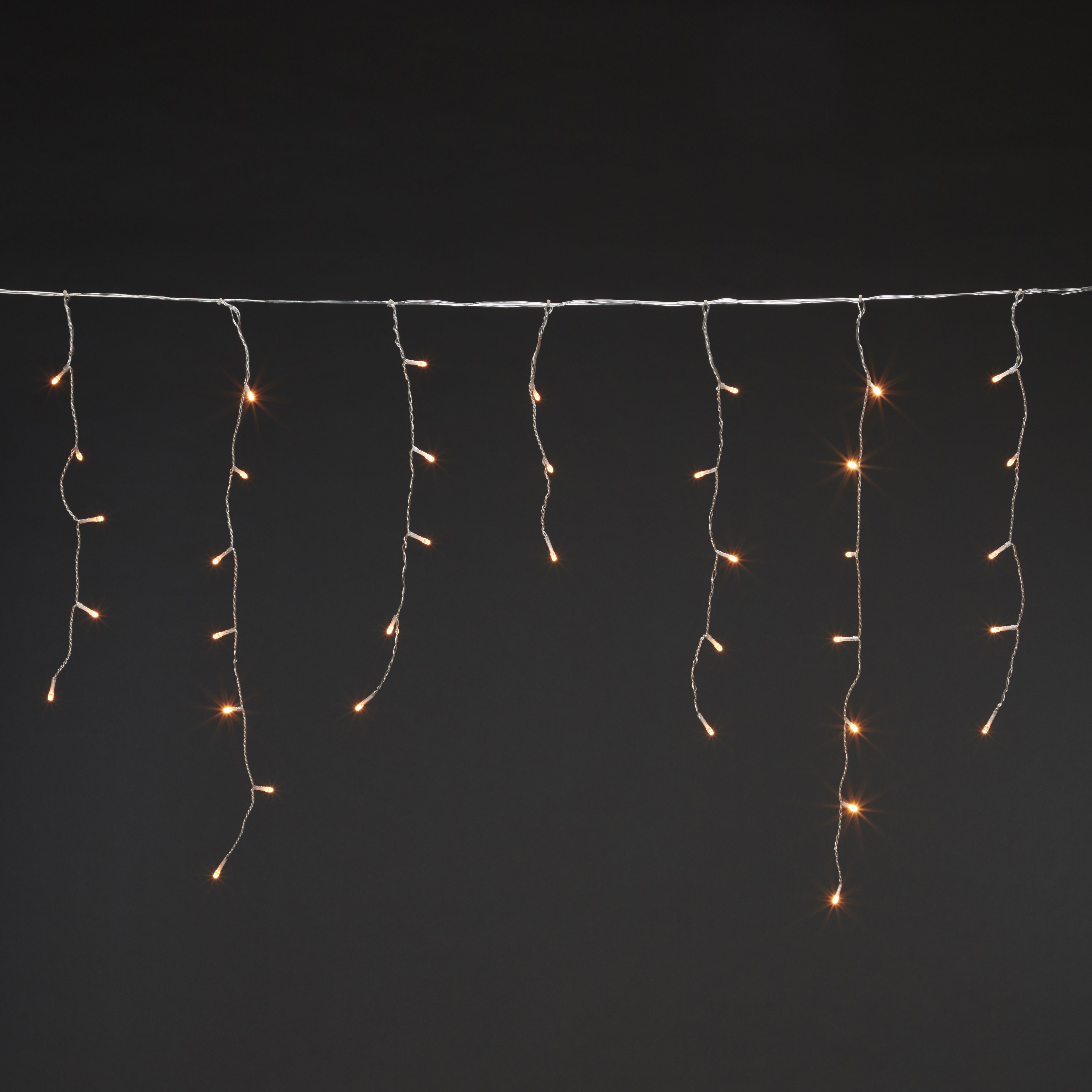 300 Warm white LED Icicle lights with 22m Clear cable - 5