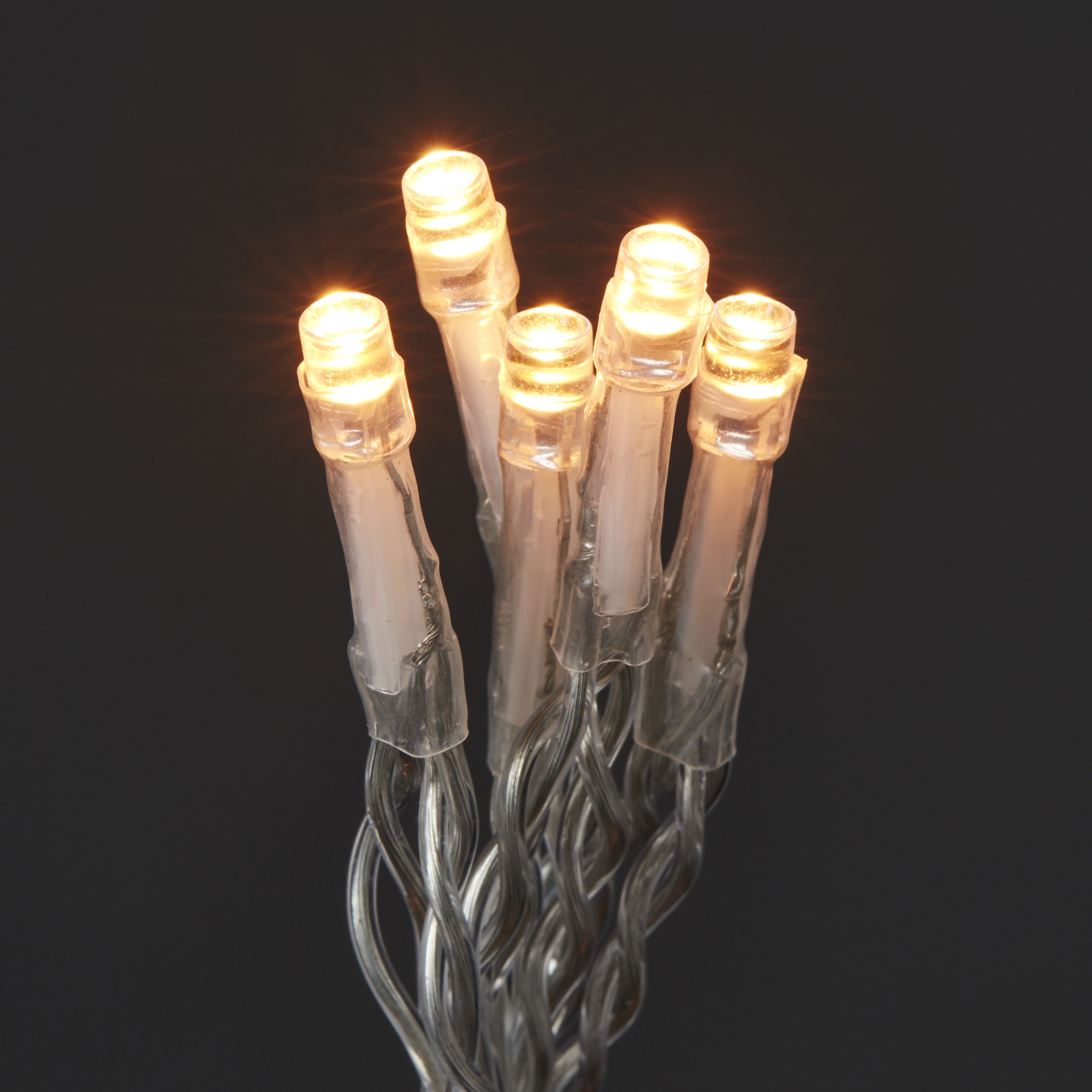 300 Warm white LED Icicle lights with 22m Clear cable - 6