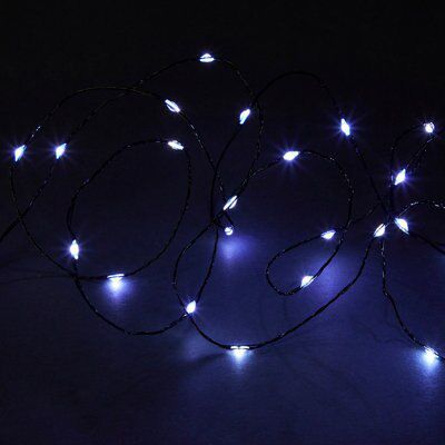 300 White Wire LED String lights Green cable