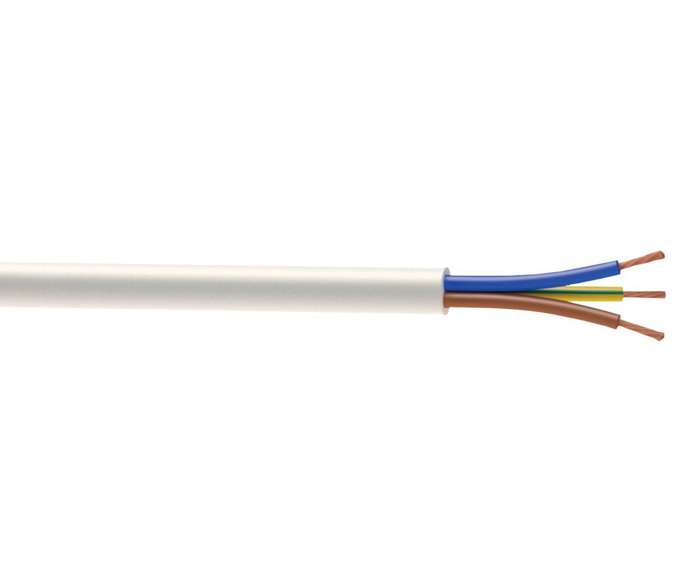 3093Y White 3 core Heat-resistant flex, 1.5mm² x 25m