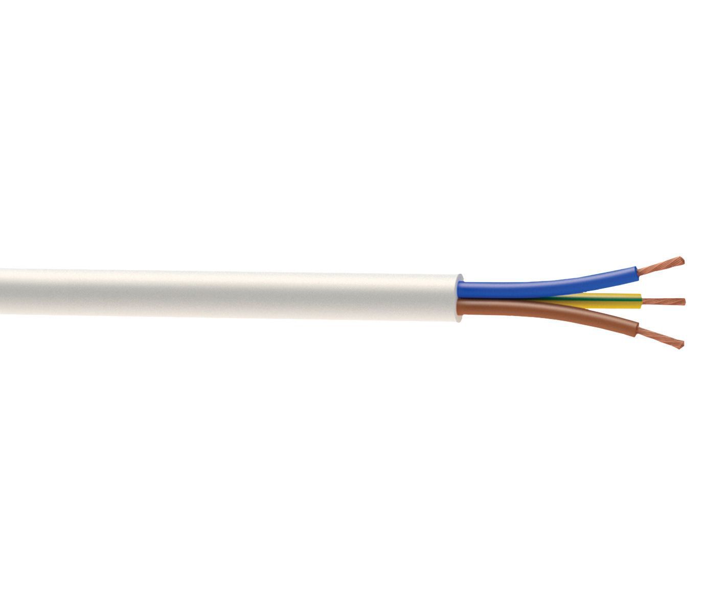 3093Y White 3 core Heat-resistant flex, 2.5mm² x 10m