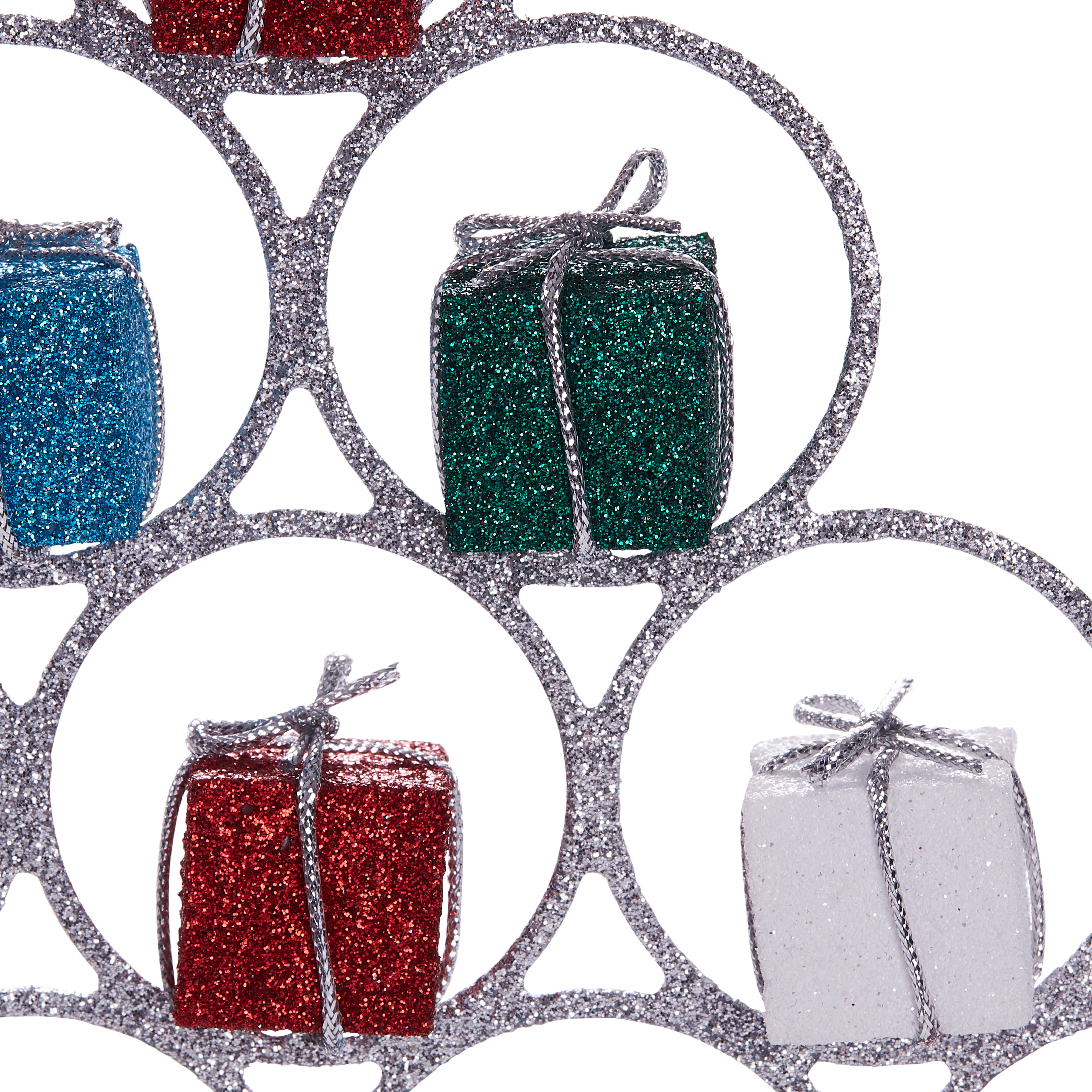 310mm Silver Glitter effect Metal & plastic Indoor Wire Present Table top tree