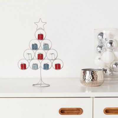 310mm Silver Glitter effect Polyester (PES) Indoor Tree Table top tree