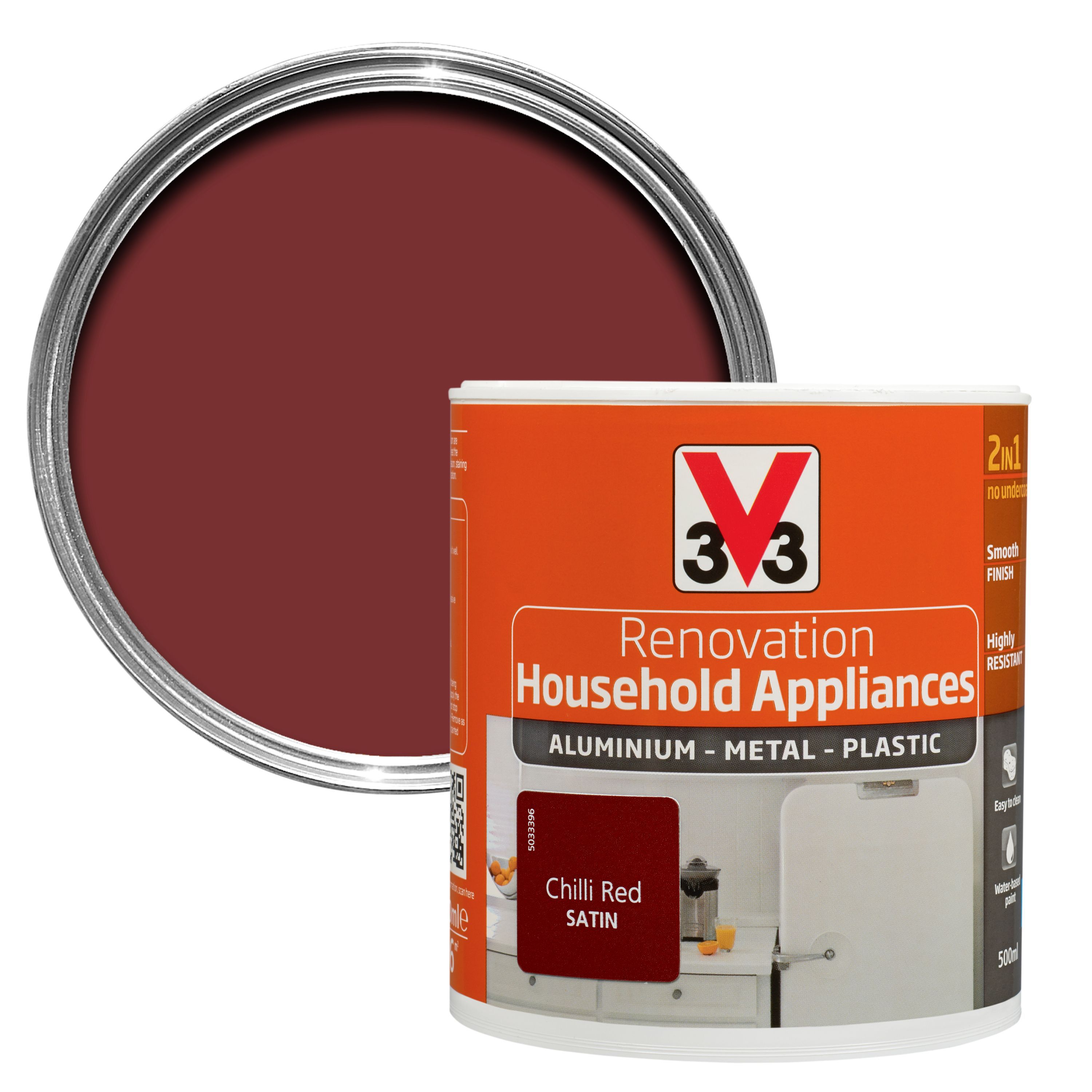 V33 Renovation Chilli Red Satin Household Appliance Paint 500 Ml