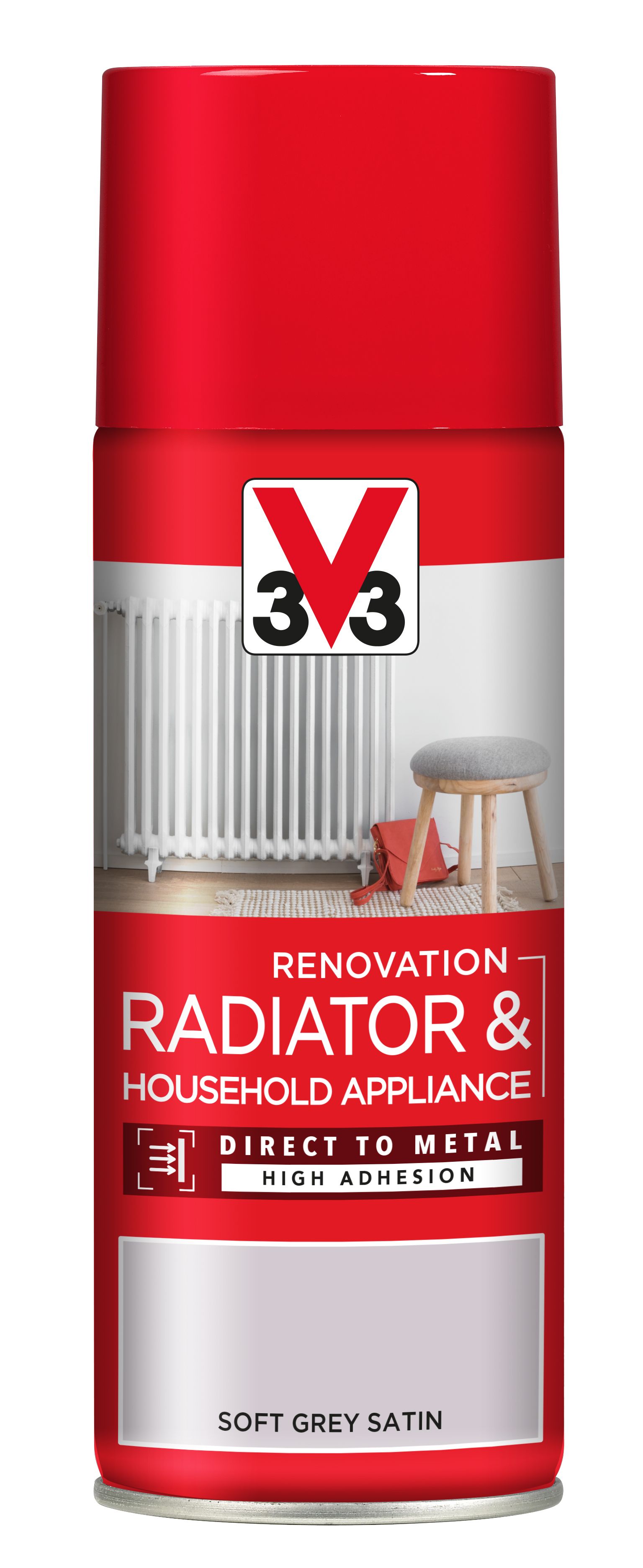 V33 Renovation Soft Grey Satin Radiator & Appliance Paint, 400Ml V33 US