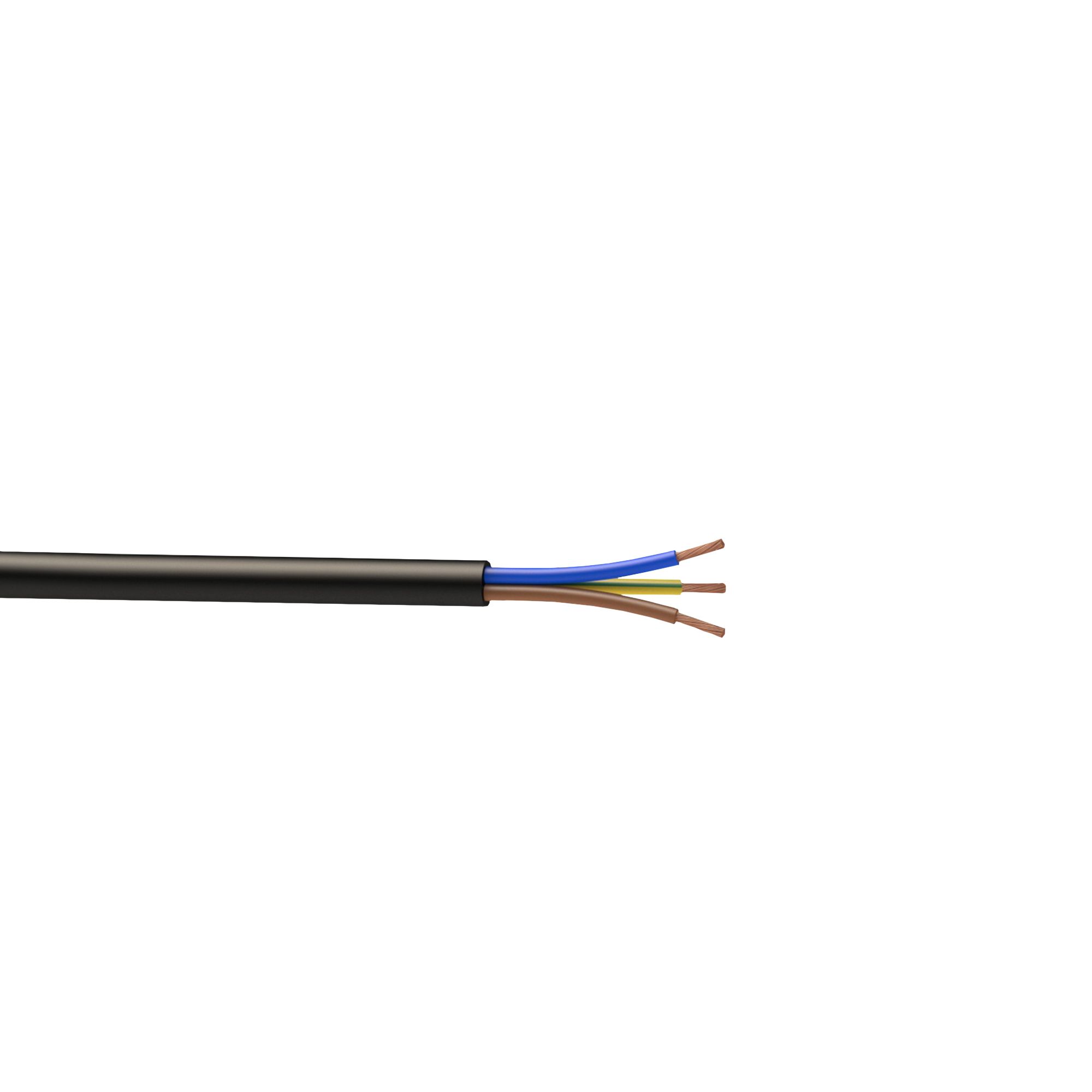 3183P Black 3-core Cable 0.75mm² x 5m