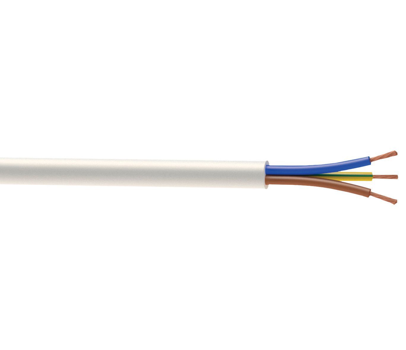 3183TQ White 3 core Heat-resistant flex, 2.5mm² x 1m