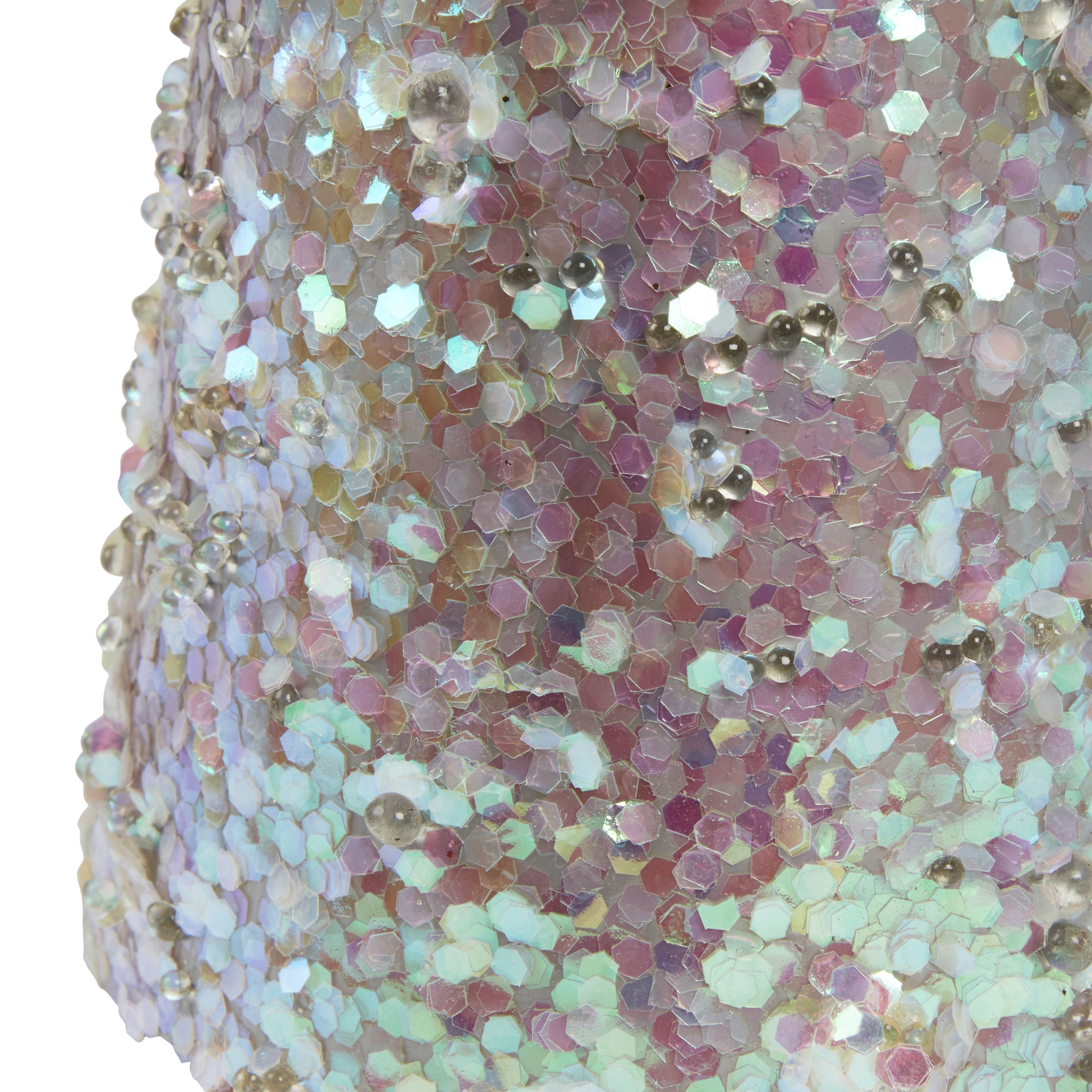320mm White Iridescent effect Metal & plastic Indoor Sequin Table top tree