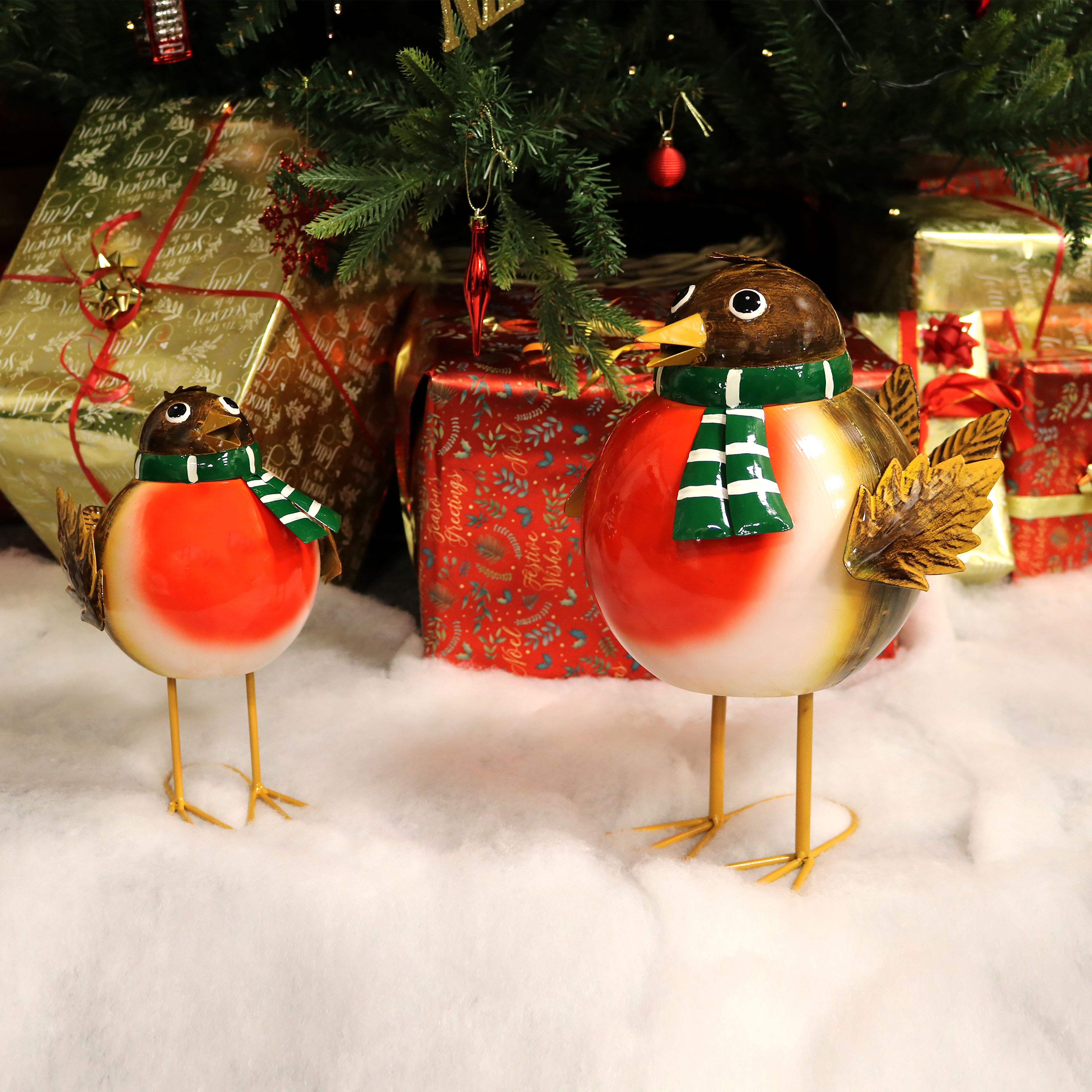 330mm Red & Brown Metal Indoor XL Rocking Robin Christmas decoration