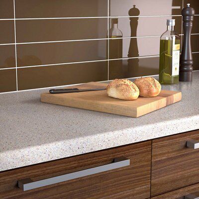 34mm Coffee Brown Stone effect Earthstone Round edge Kitchen Worktop, (L)1800mm