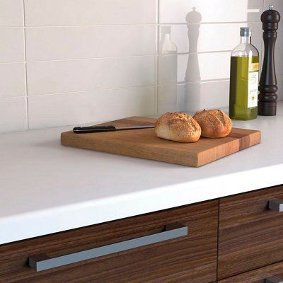 34mm Glacier Matt White Earthstone Round edge Kitchen Breakfront Worktop, (L)3000mm
