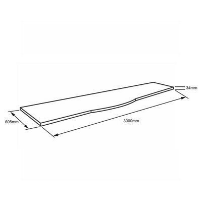 34mm Glacier Matt White Earthstone Round edge Kitchen Breakfront Worktop, (L)3000mm