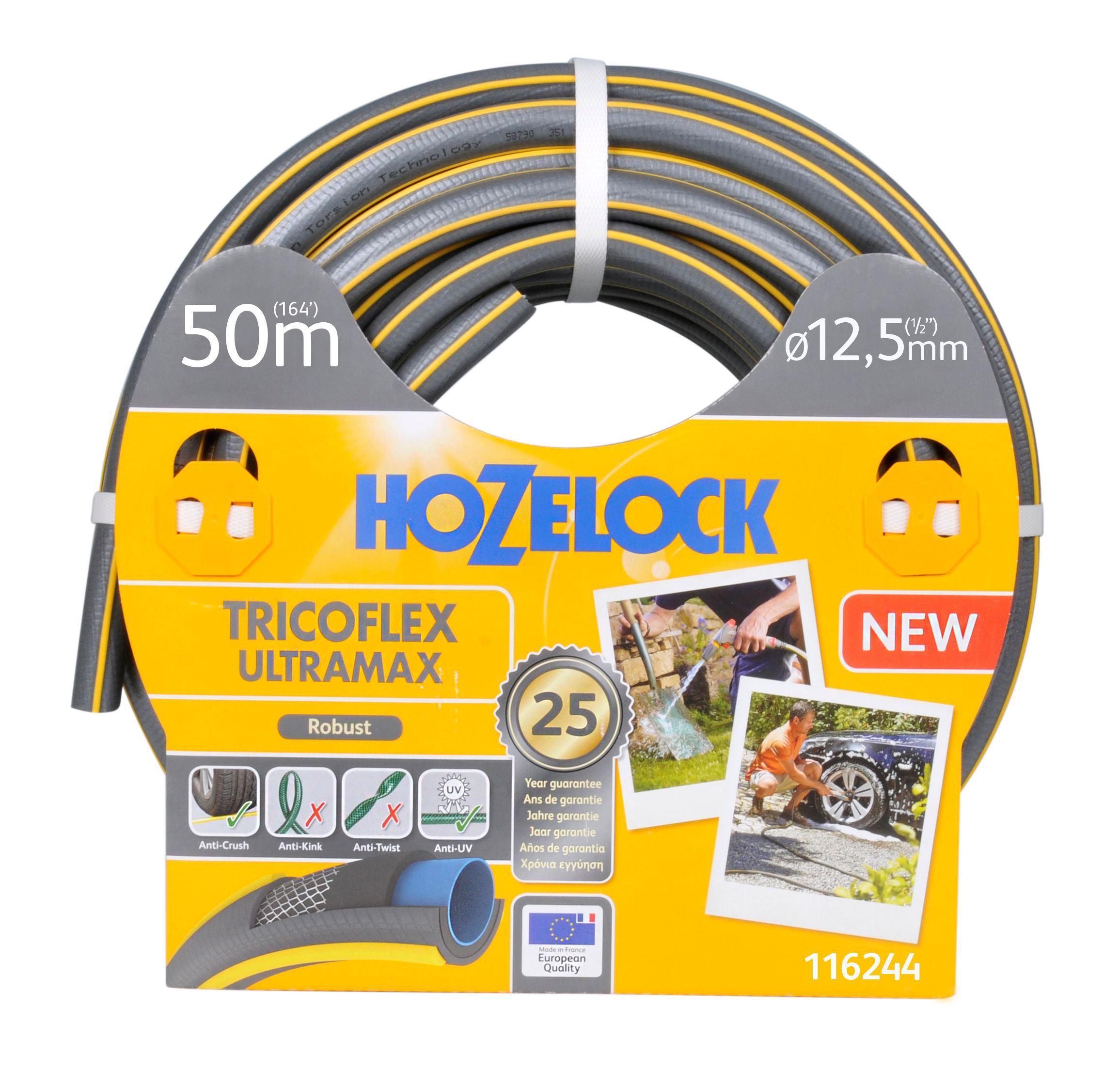 Hozelock Ultramax 116244 Grey & Yellow 5-Layer Reinforced Hose Pipe (L)50M
