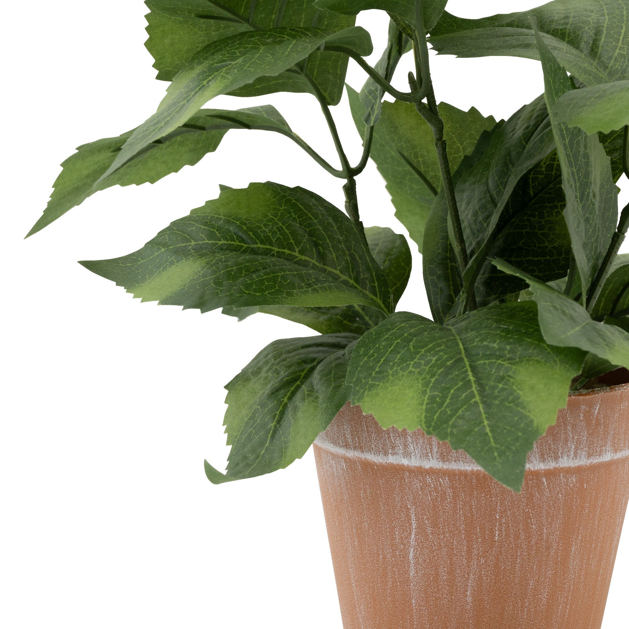35cm White Hydrangea Artificial plant in Red Terracotta Pot