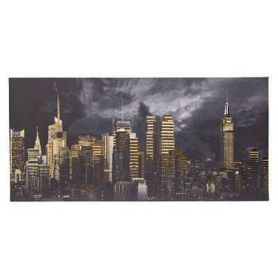 Nyc Cityscape Multicolour Canvas Art (H)550mm (W)1150mm