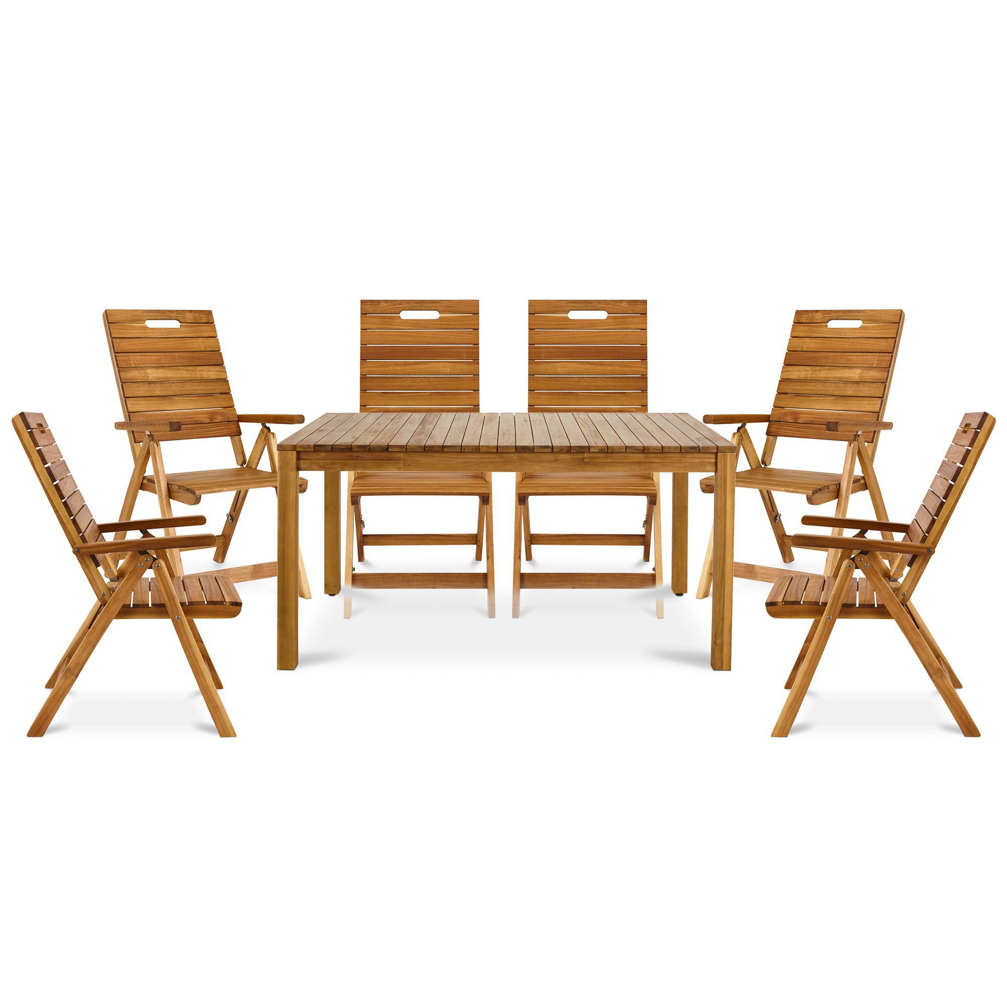 Denia Wooden 6 seater Dining set with Recliner chairs