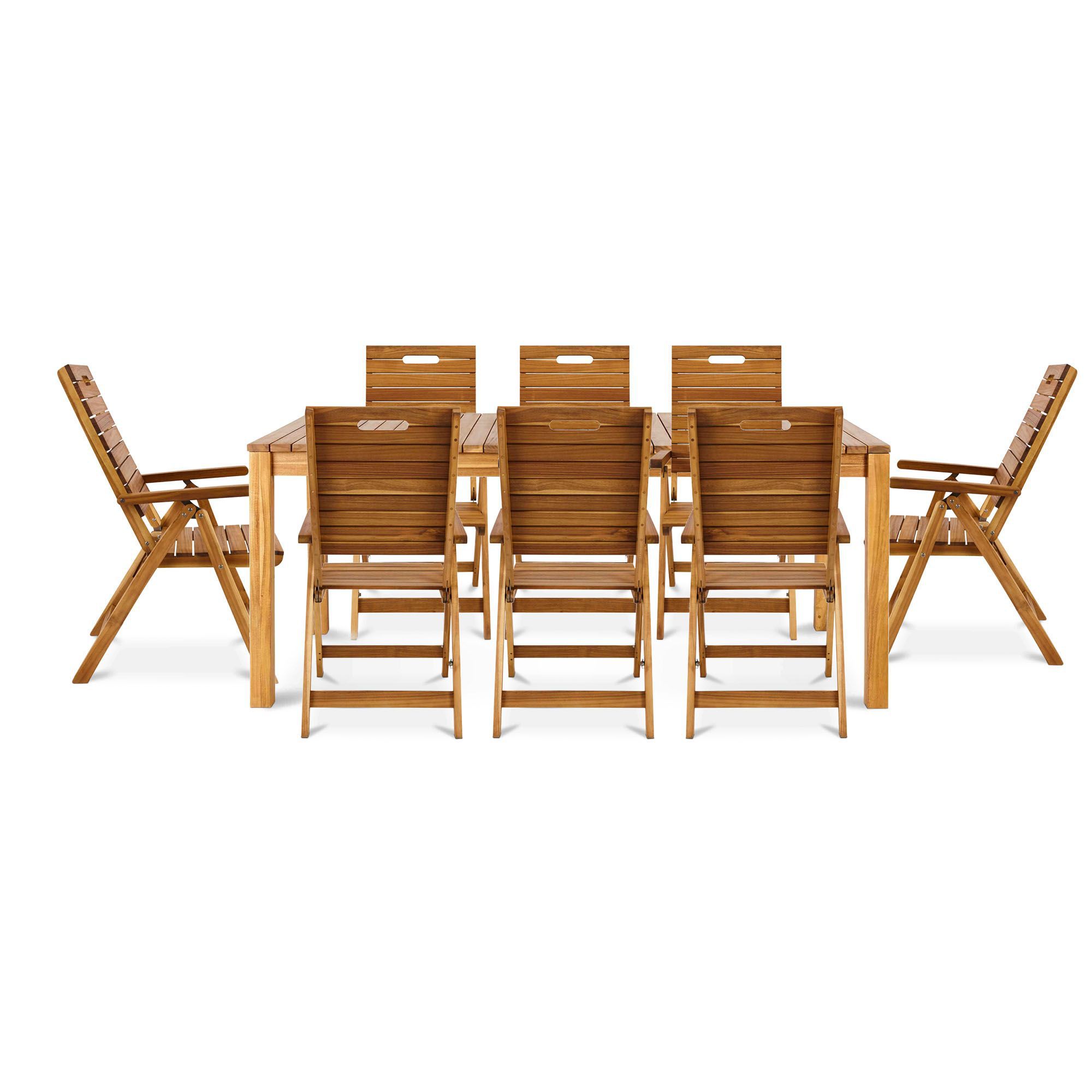 Denia Wooden 8 seater Dining set with Recliner chairs