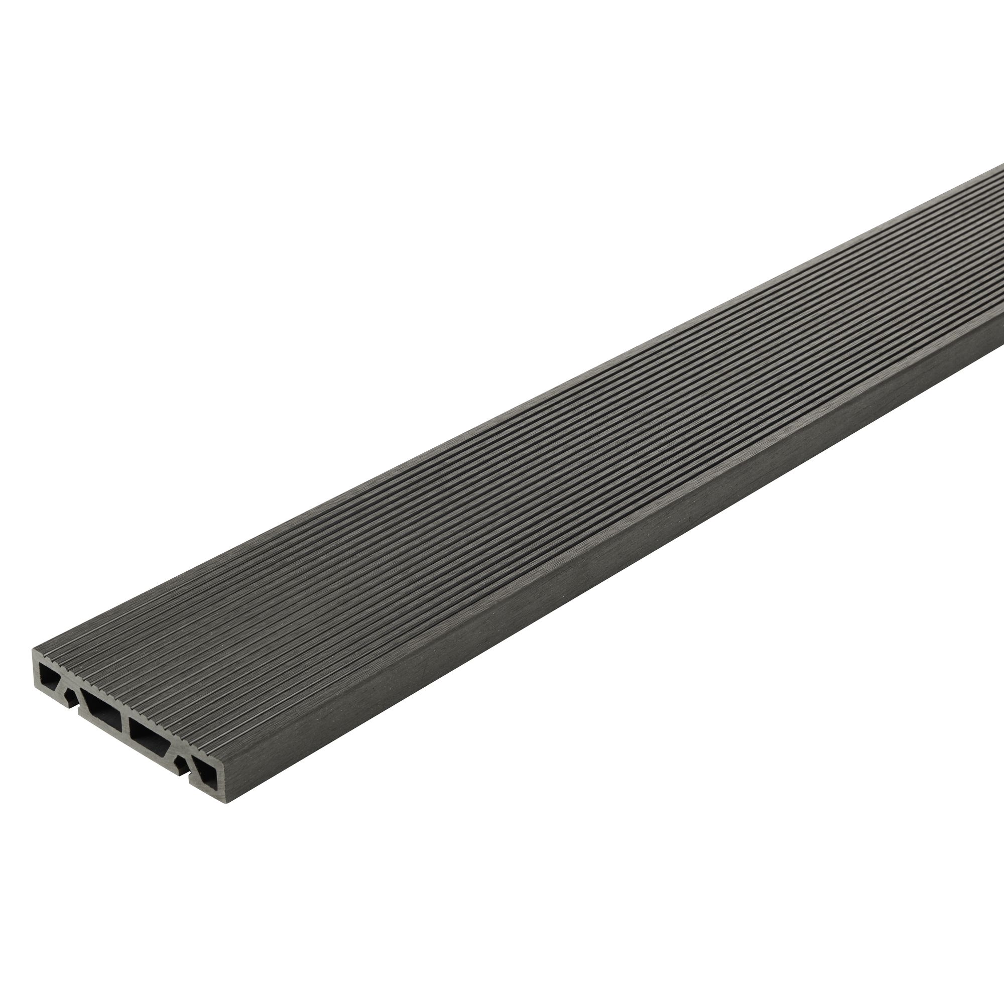 GoodHome Areto Dark Grey Composite Deck Board (L)2.05M (W)120mm (T)21mm, Pack Of 6