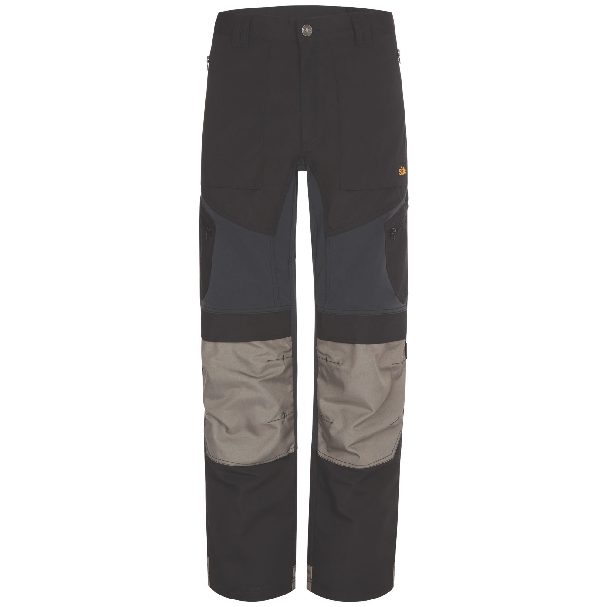 Site Ridgeback Black & Grey Men's Multi-Pocket Trousers, W30" L32"