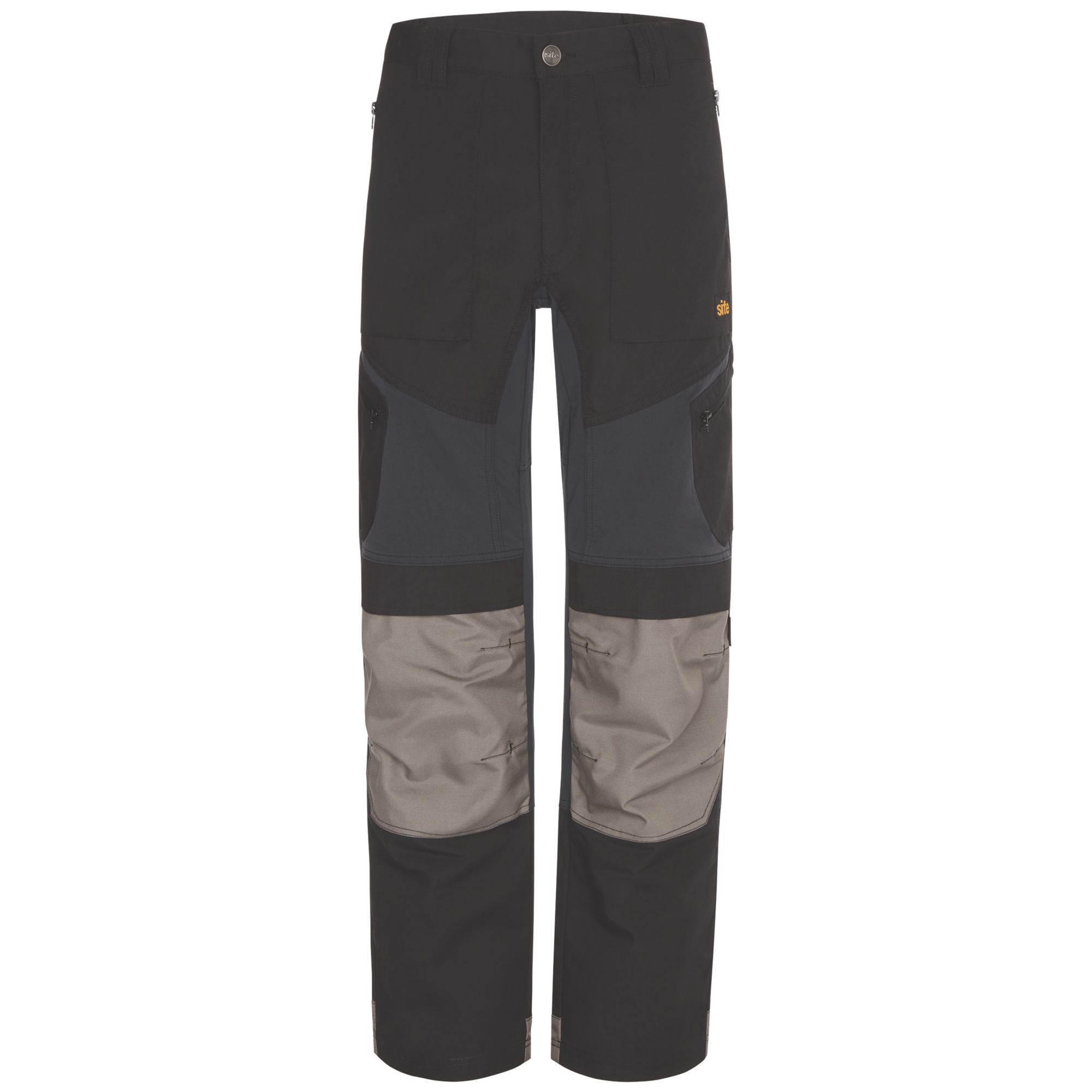 Site Ridgeback Black & Grey Men's Multi-Pocket Trousers, W32" L32"