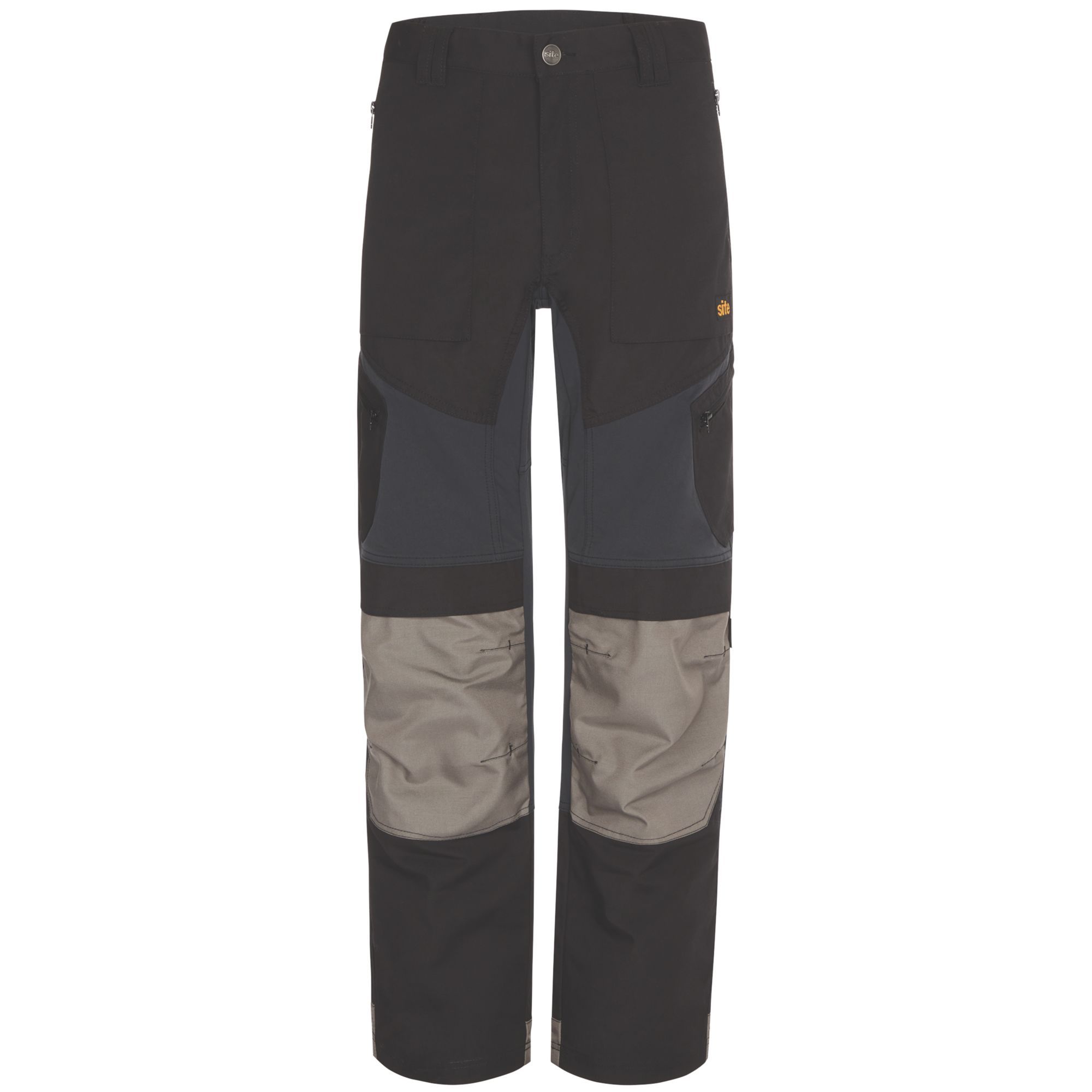 Site Ridgeback Black & Grey Men's Multi-Pocket Trousers, W36" L32"