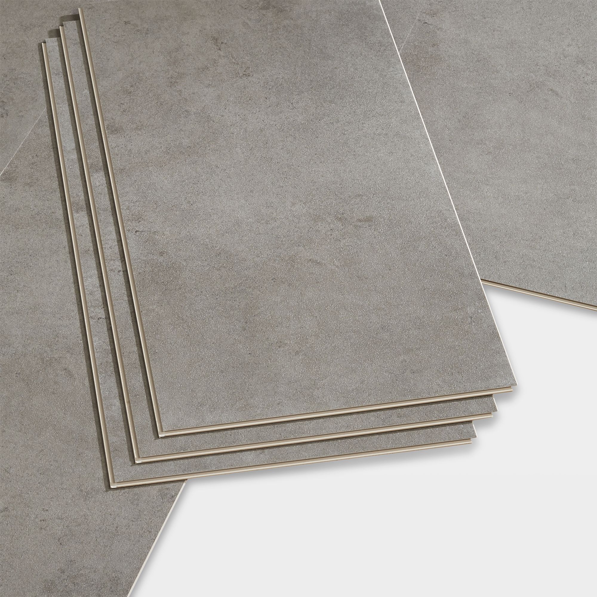 GoodHome Bachata Stone Grey Tile Effect Luxury Vinyl Click Flooring, 2.6M² Pack