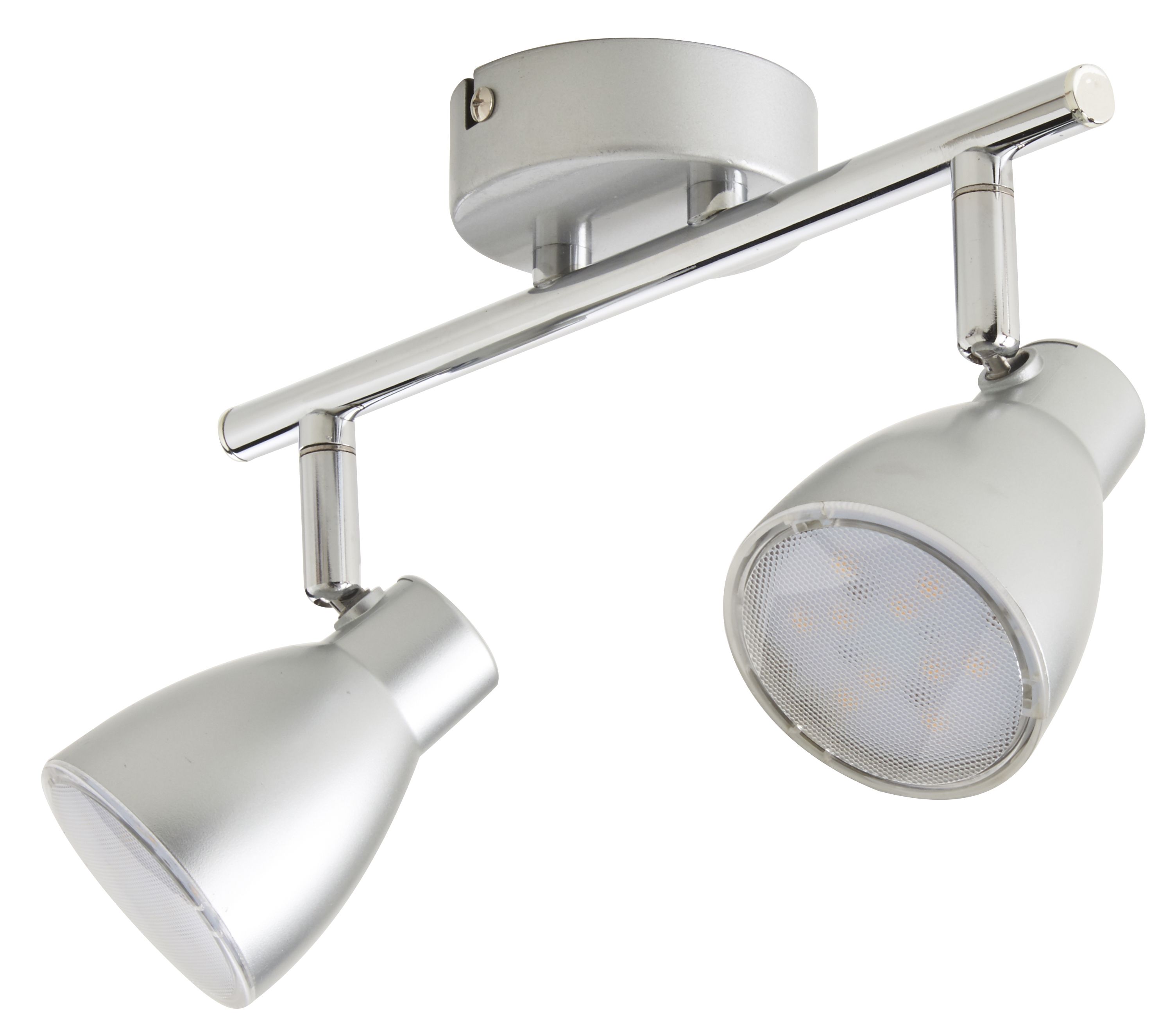 Bomos Silver effect Mains-powered 2 lamp Spotlight