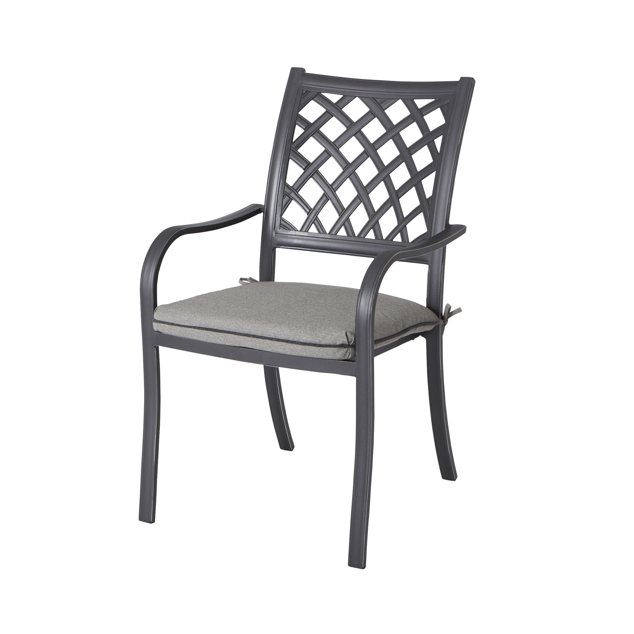 B & Q Carambole Dark grey Metal Dining Armchair Garden chairs £103.00
