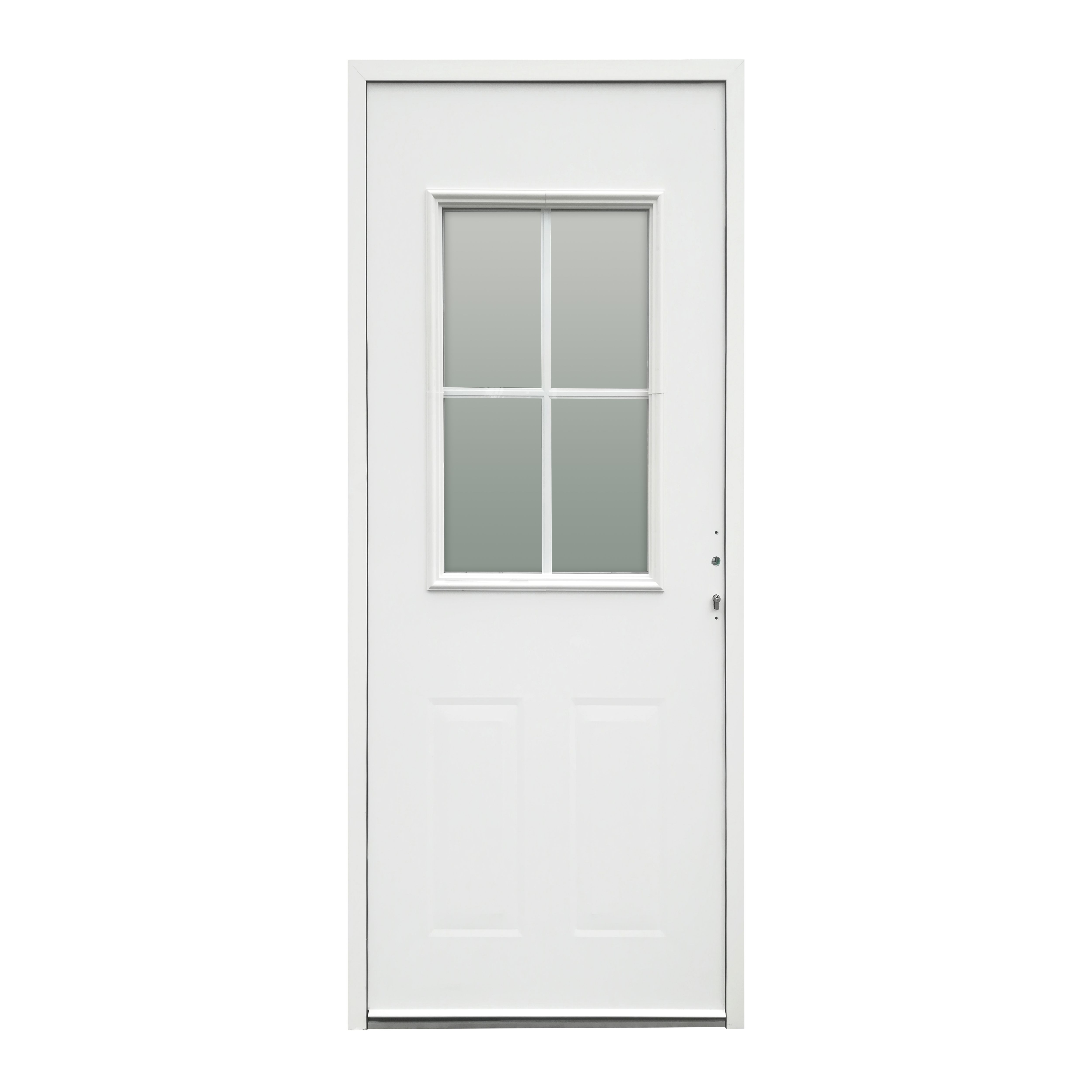 Glazed Flocked Metal LHed Front Door, (H)2074mm (W)856mm
