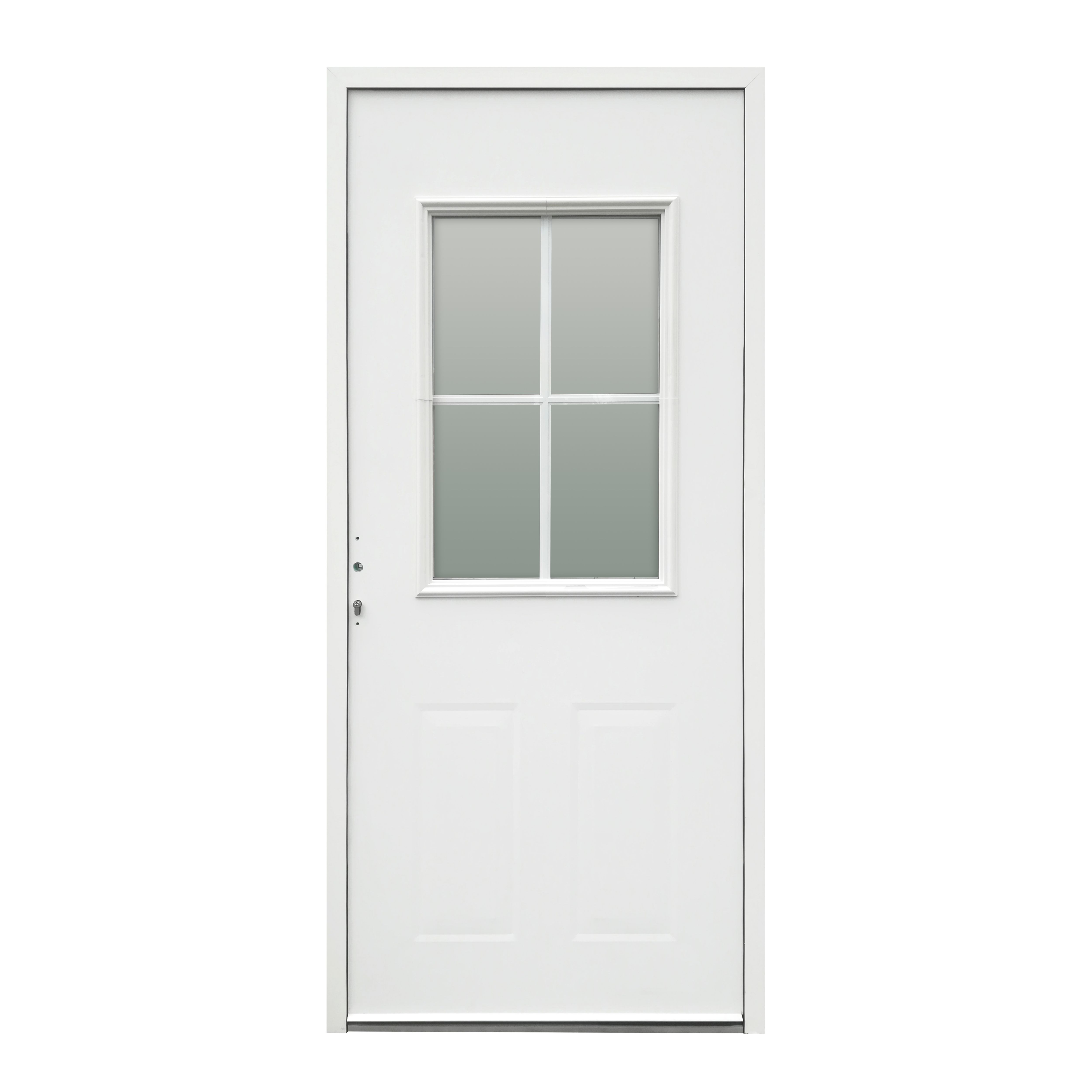 Glazed Flocked Metal RHed Front Door, (H)2074mm (W)932mm