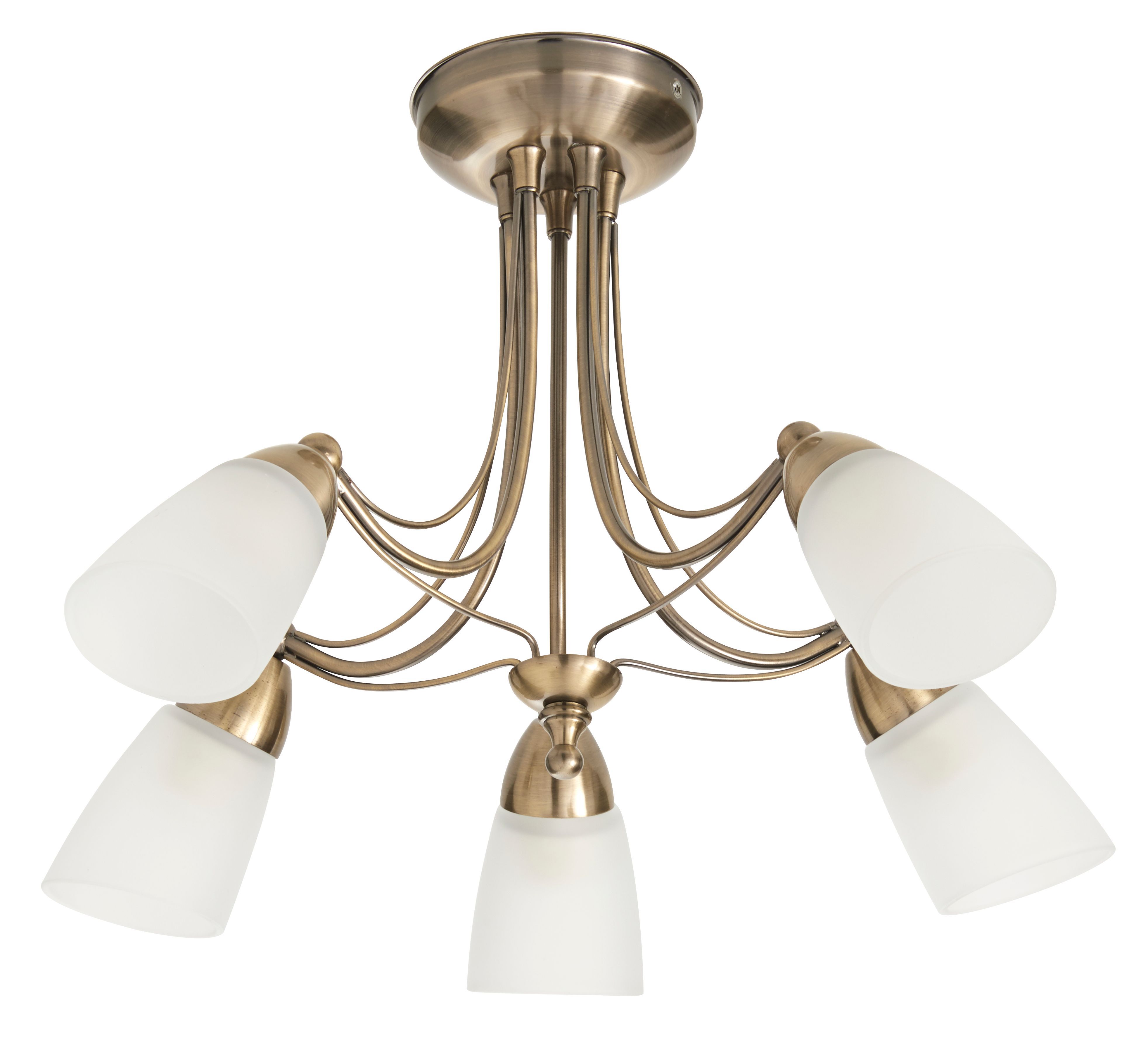 Trivia Antique brass effect 5 Lamp Ceiling light