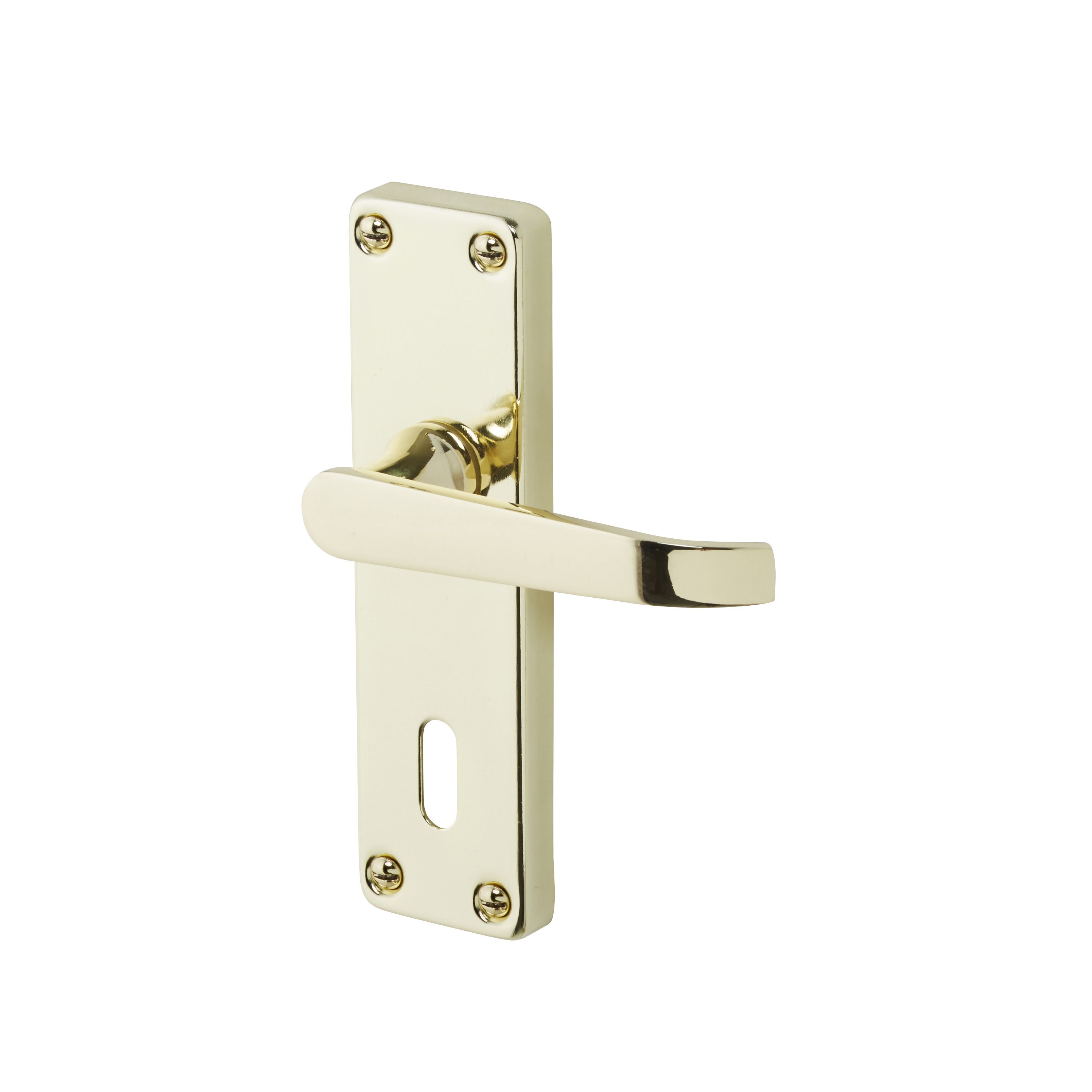 Colours Arsk Brass effect Steel Lock Door handle (L)101mm