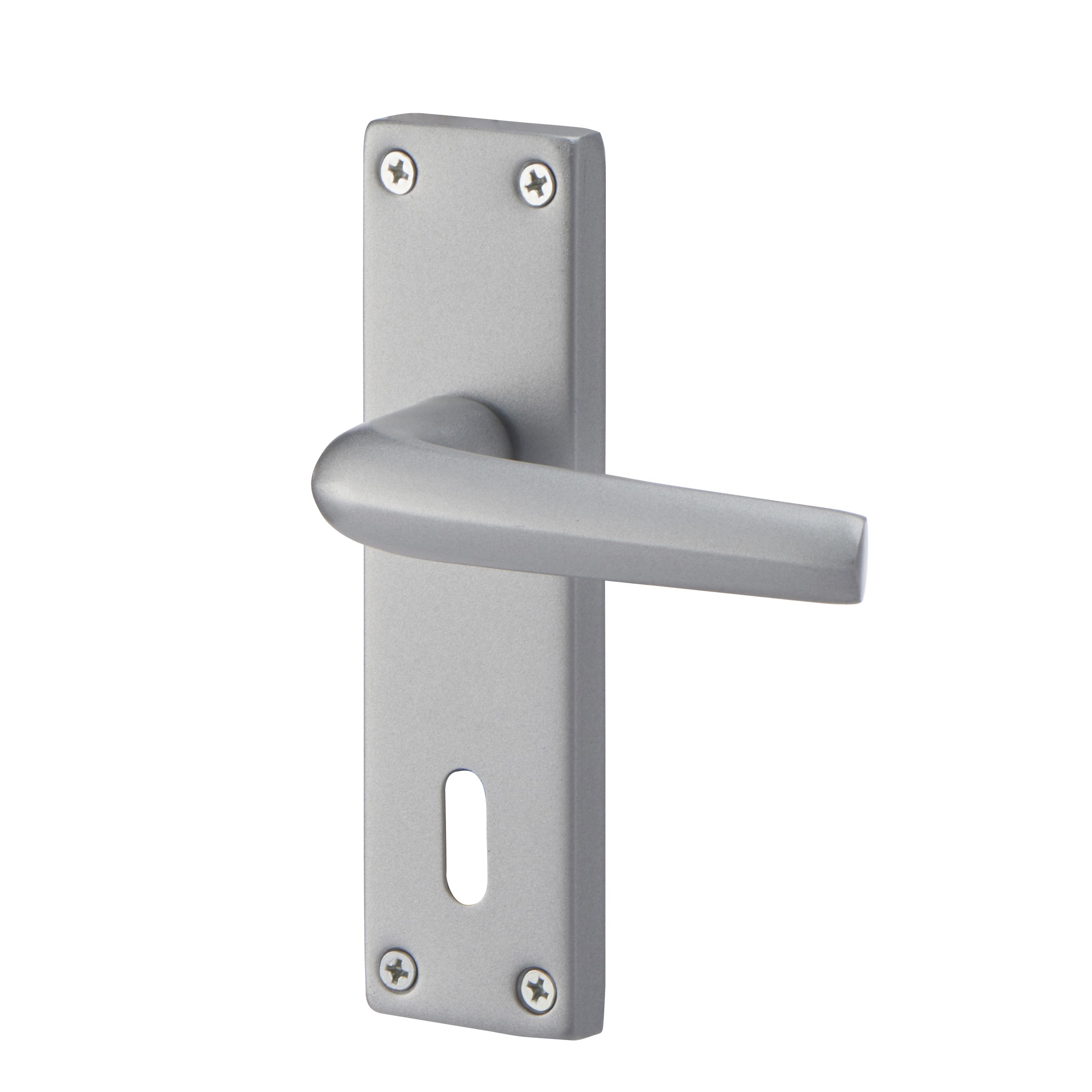 Colours Amga Silver effect Aluminium Lock Door handle (L)110mm