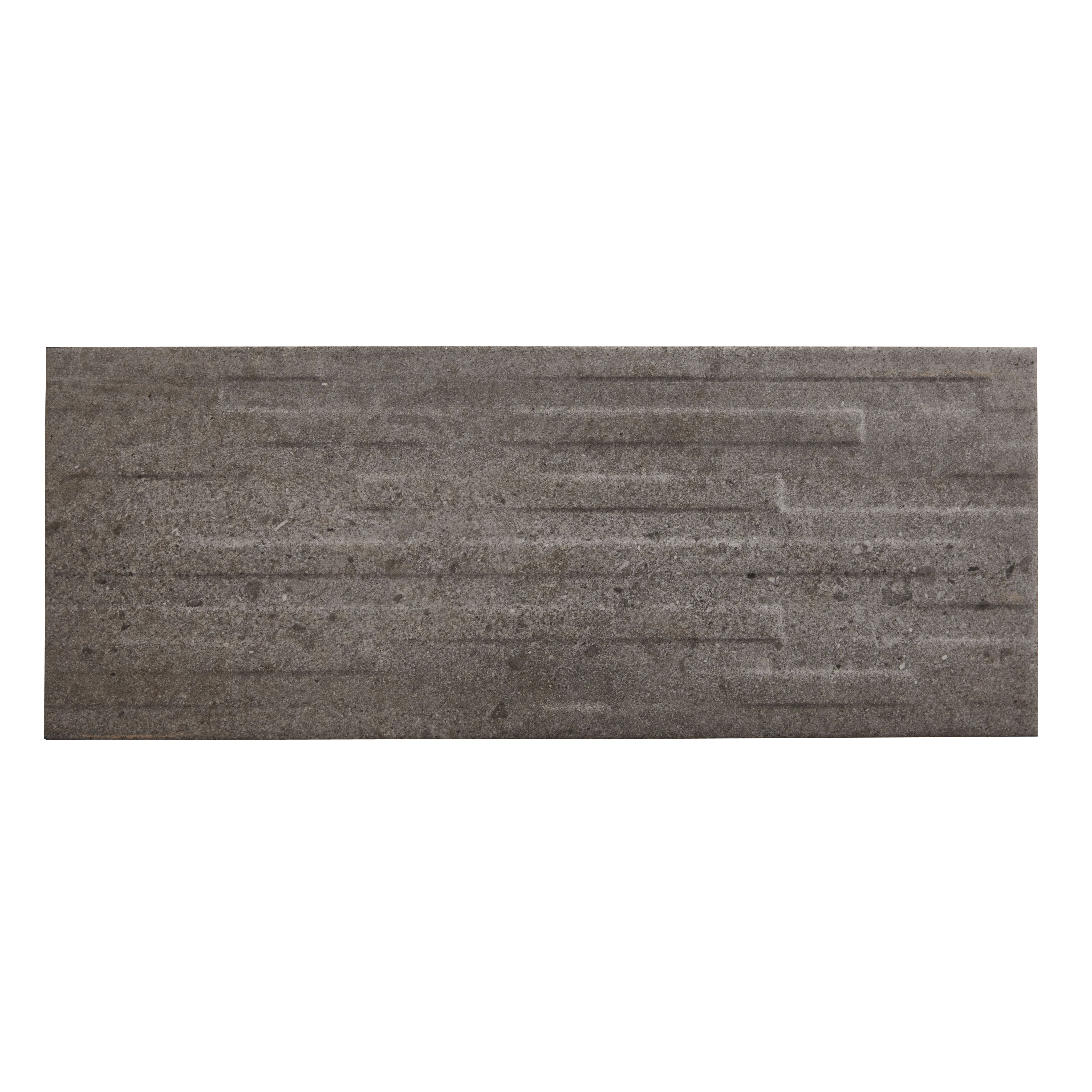 Milestone Dark grey Linear Ceramic Wall tile, 1, Sample