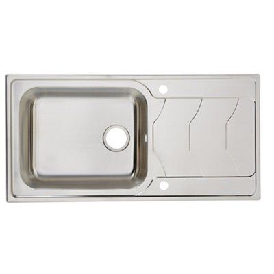 Cooke & Lewis Polished Inox Stainless steel 1 Bowl Sink 500mm x 1000mm