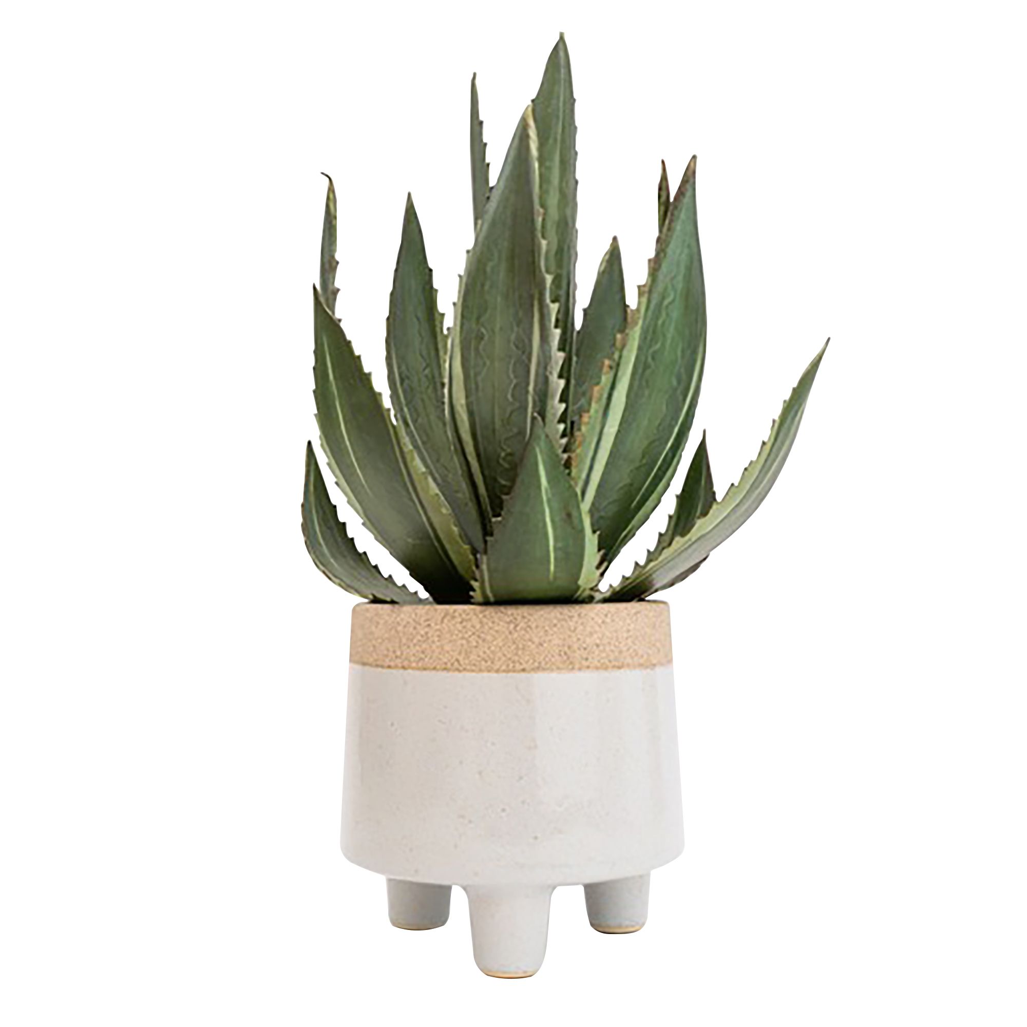 36cm Aloe Vera Artificial plant in Grey Ceramic Pot