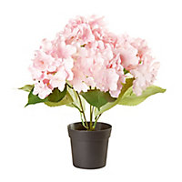 36cm Pink Hydrangea Artificial plant in Black Pot