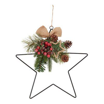 38cm Multicolour Berry & pine cone star Wreath