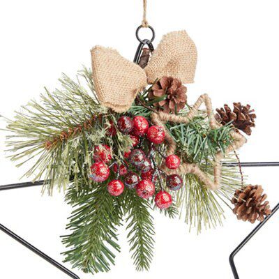 38cm Multicolour Berry & pine cone star Wreath