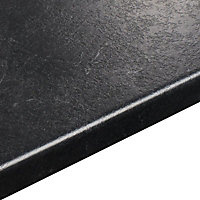 38mm Basalt slate Grey Stone effect Laminate Round edge Kitchen Worktop, (L)3000mm