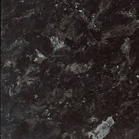 38mm Ebony granite Gloss Black Stone effect Laminate Round edge Kitchen Worktop, (L)3600mm